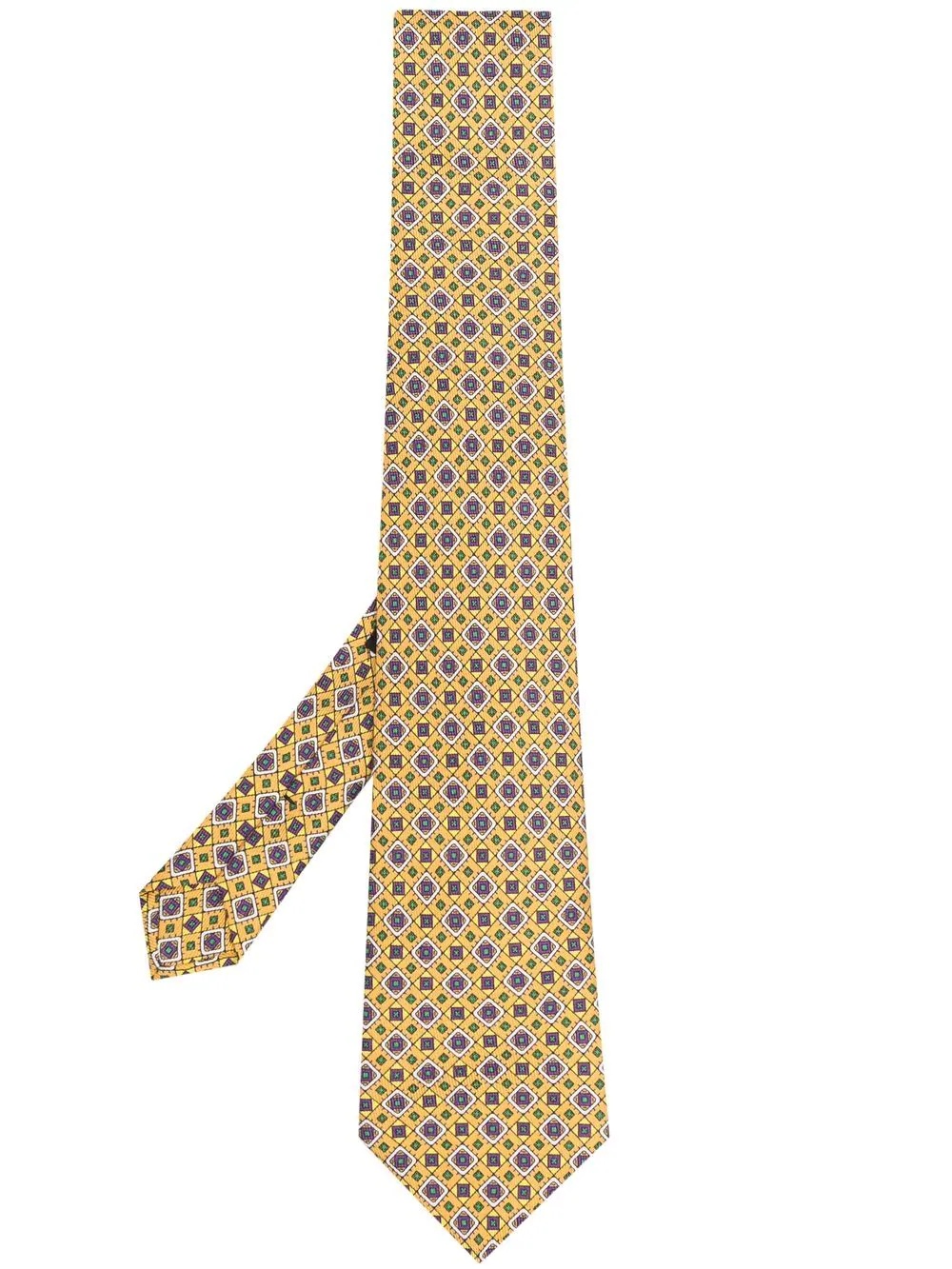 geometric-print silk tie - 1