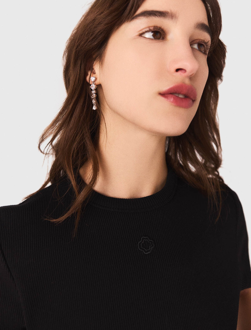 maje Rhinestone heart earrings outlook