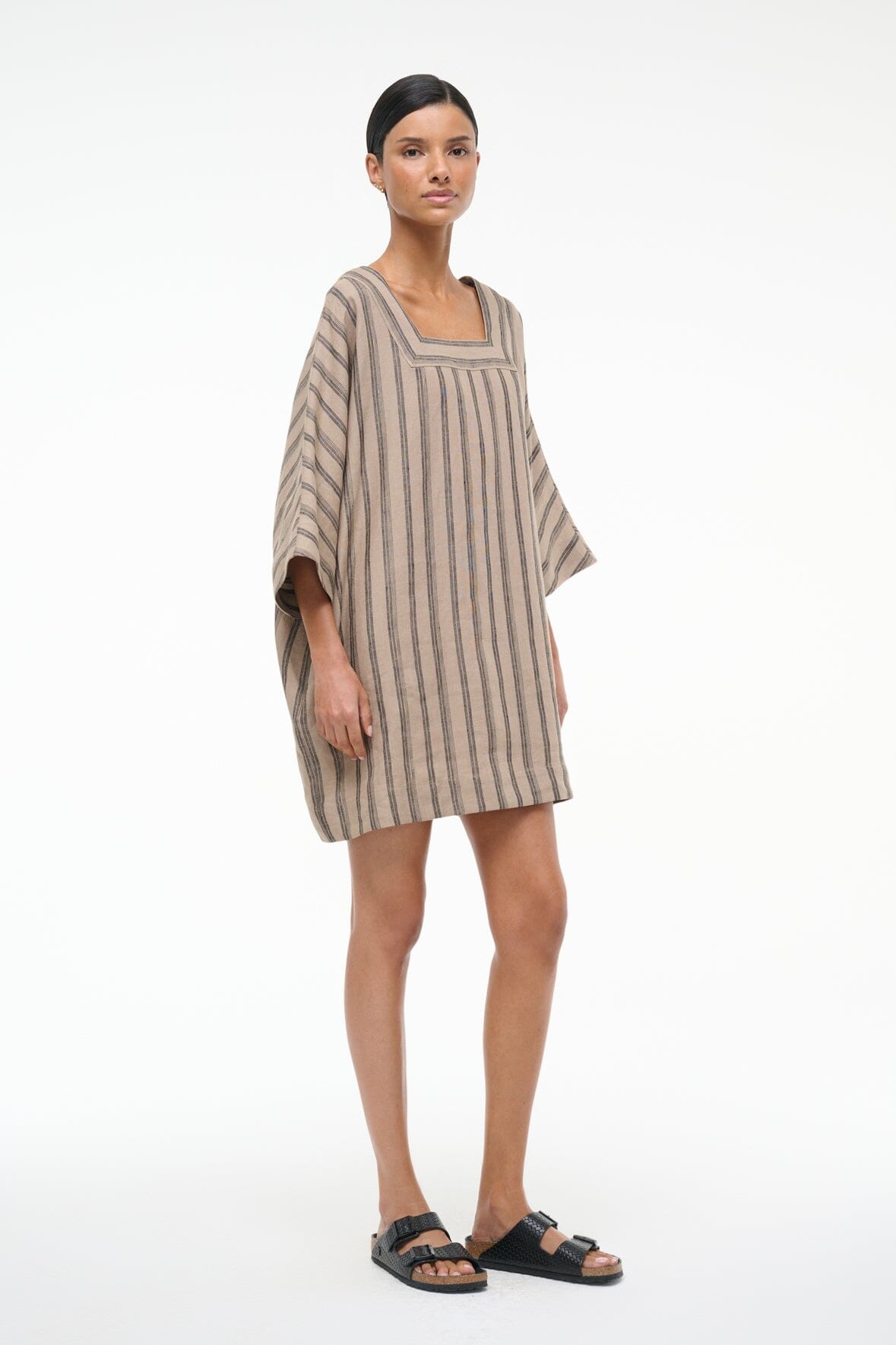 STAUD MANUELA LINEN DRESS SAHARA STRIPE - 4