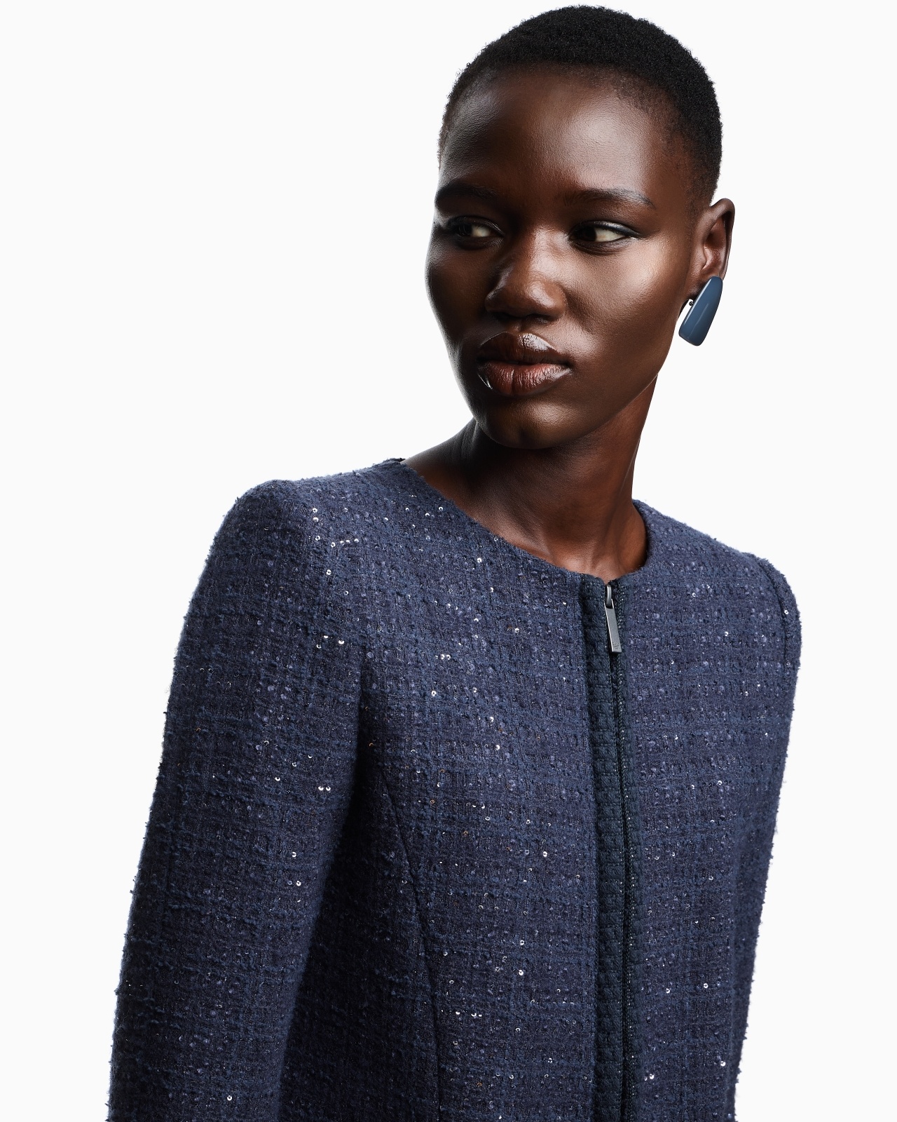 LUREX TWEED ZIP-UP JACKET WITH MICRO SEQUINS - 5