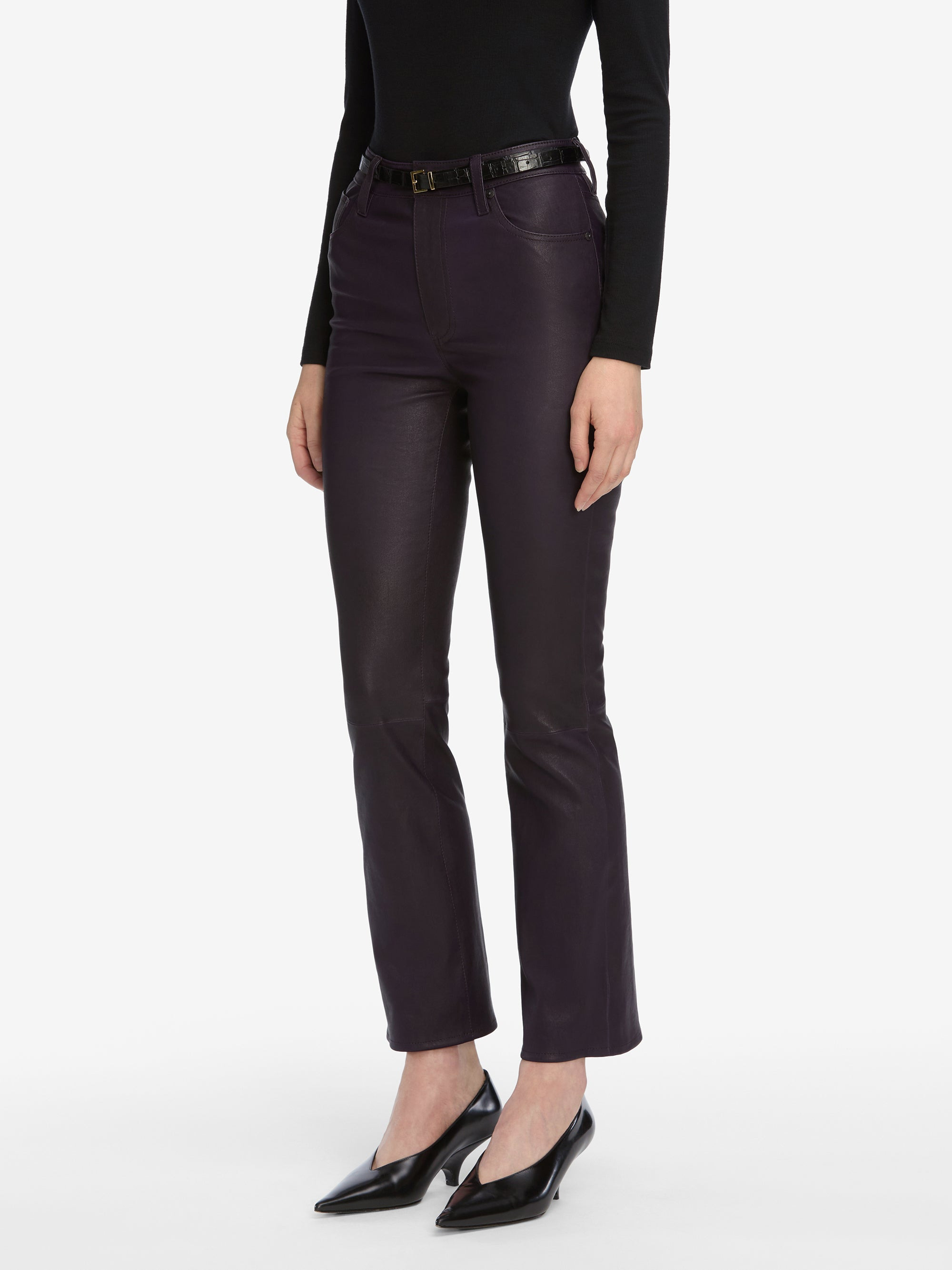 The Leather Reboot Crop in Dark Royal Purple - 5