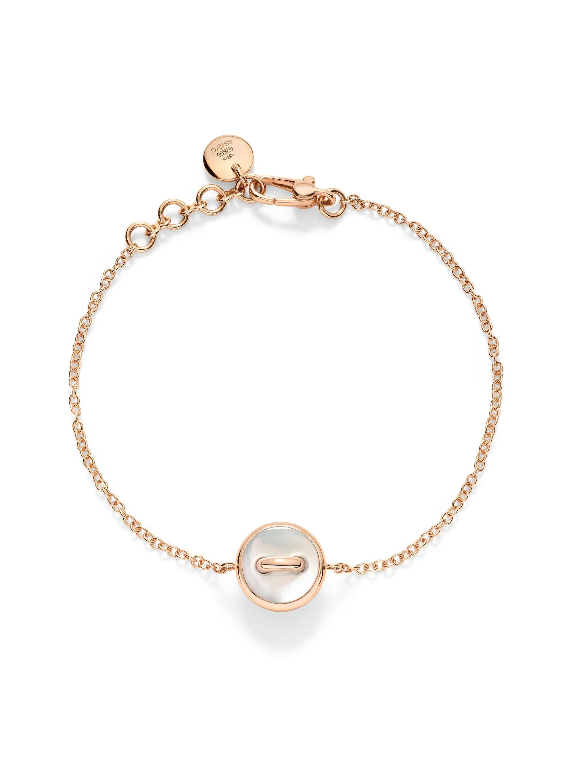 Women's Pom Pom Dot 18K Rose Gold, Mother-Of-Pearl & 0.03 TCW Diamond Button Bracelet/5.9-7.5" - Ros - 1