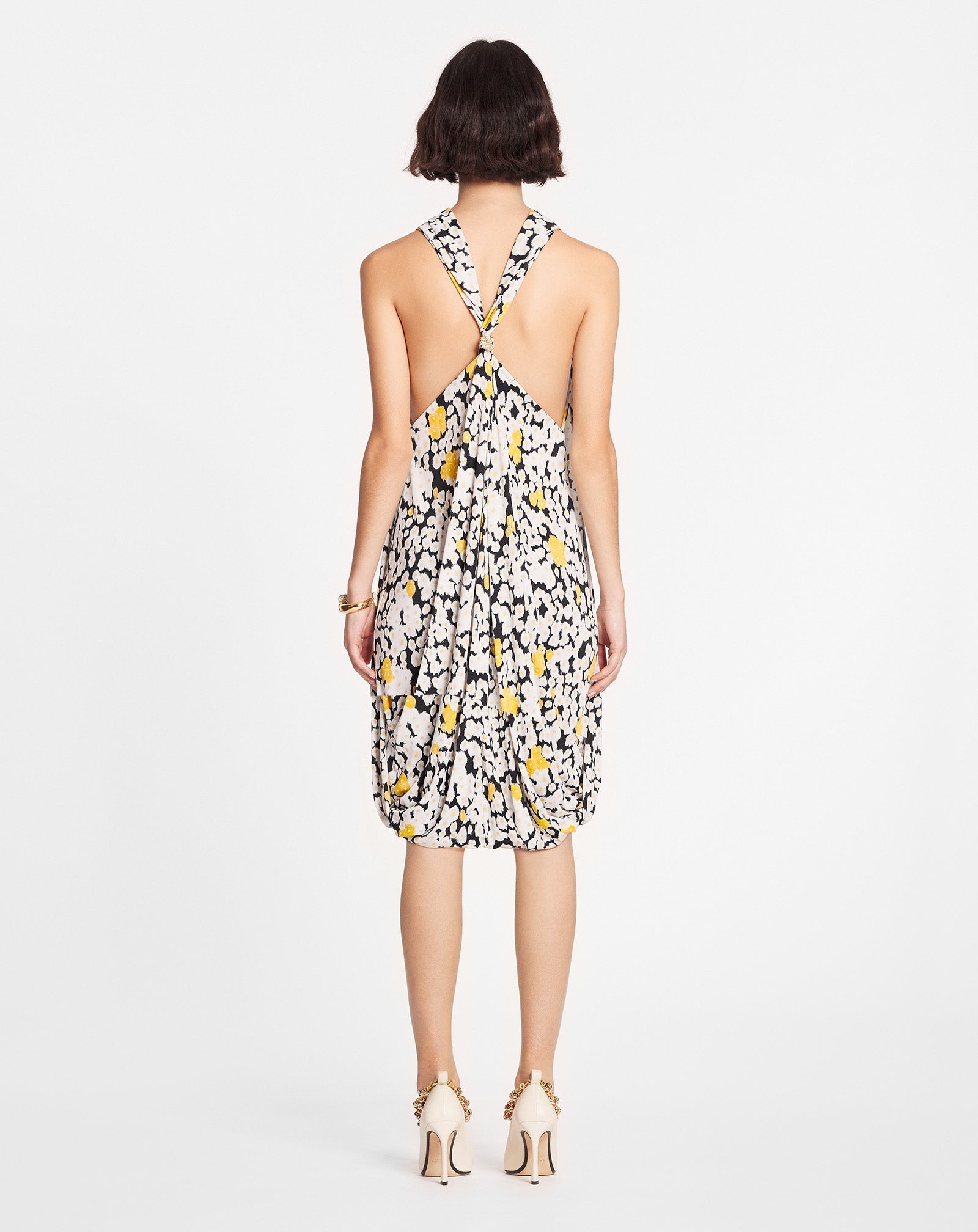 SHORT PRINTED DRAPED DRESS - 4