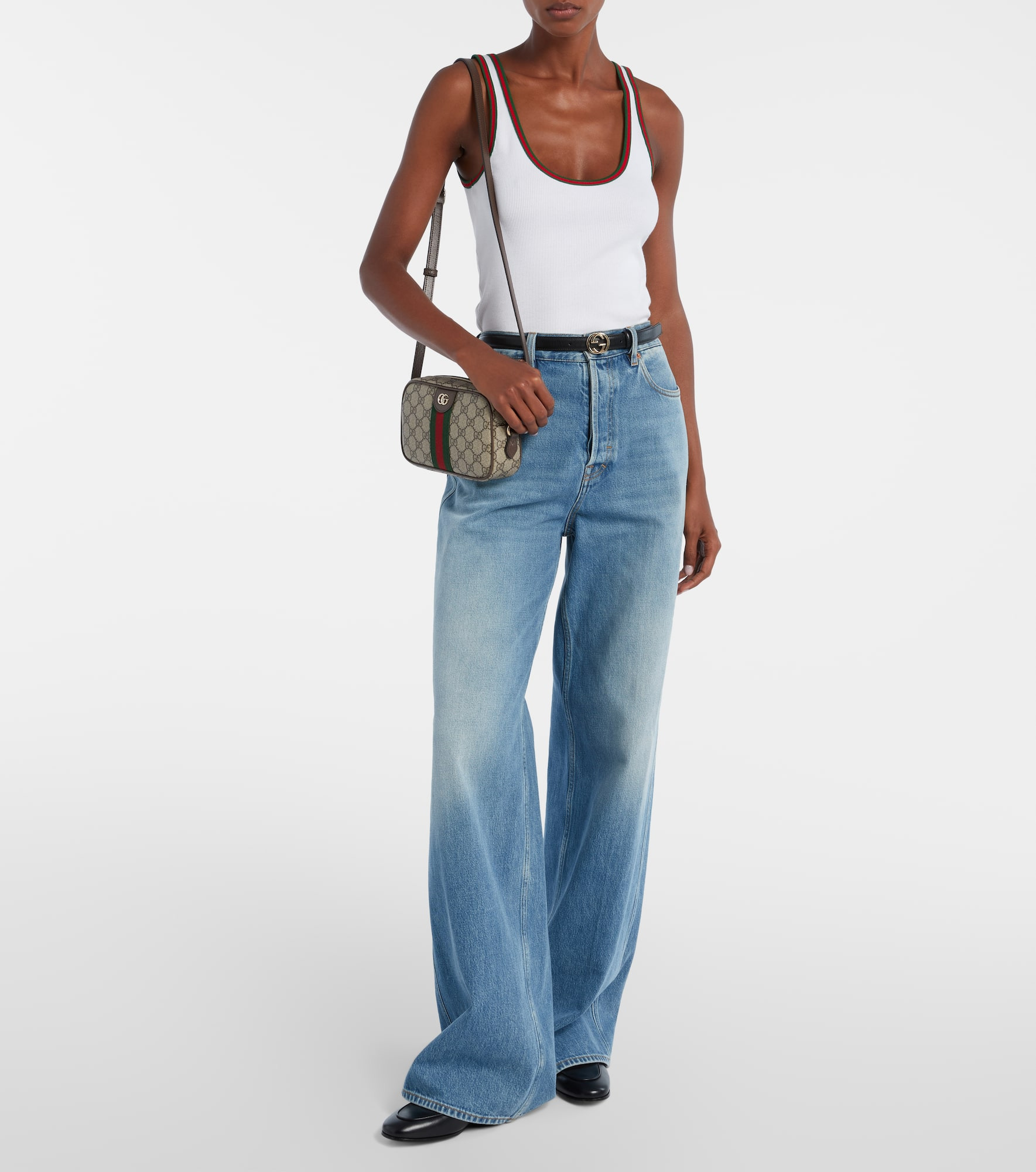 Ophidia Small leather-trimmed crossbody bag - 5