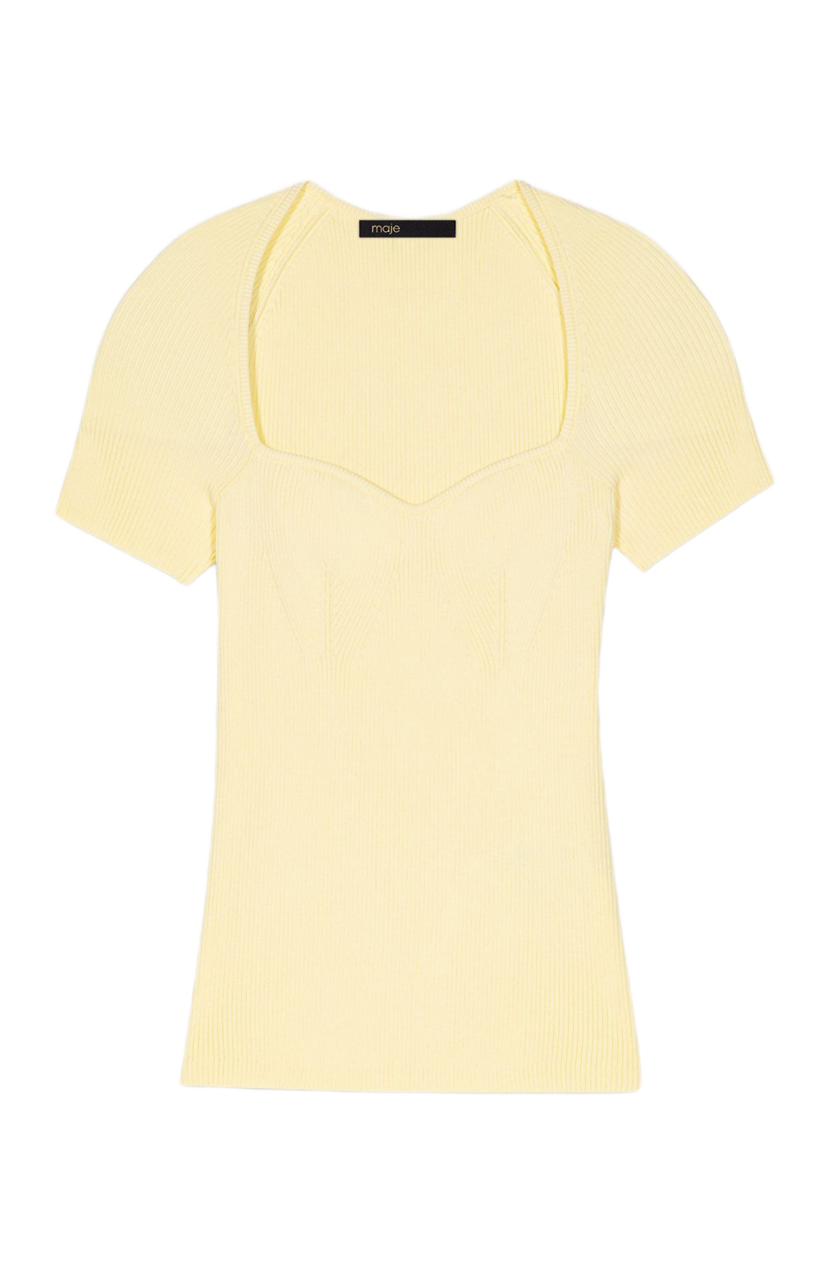 maje Rib knit top in Yellow at Nordstrom - 5