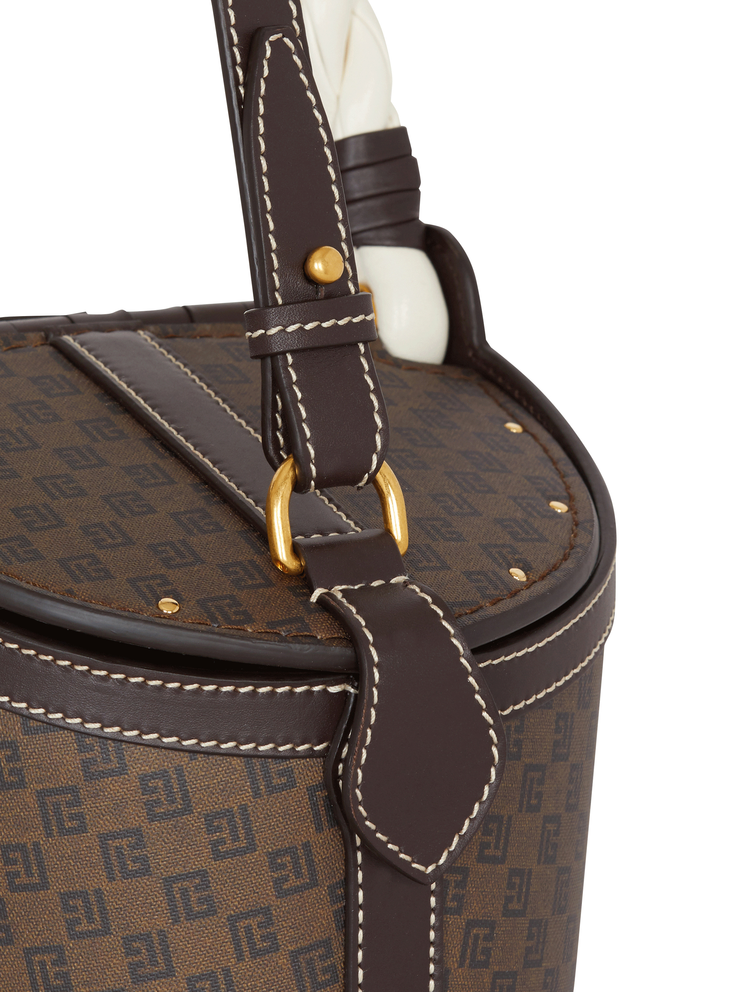 Monogram canvas and leather bucket bag - 6
