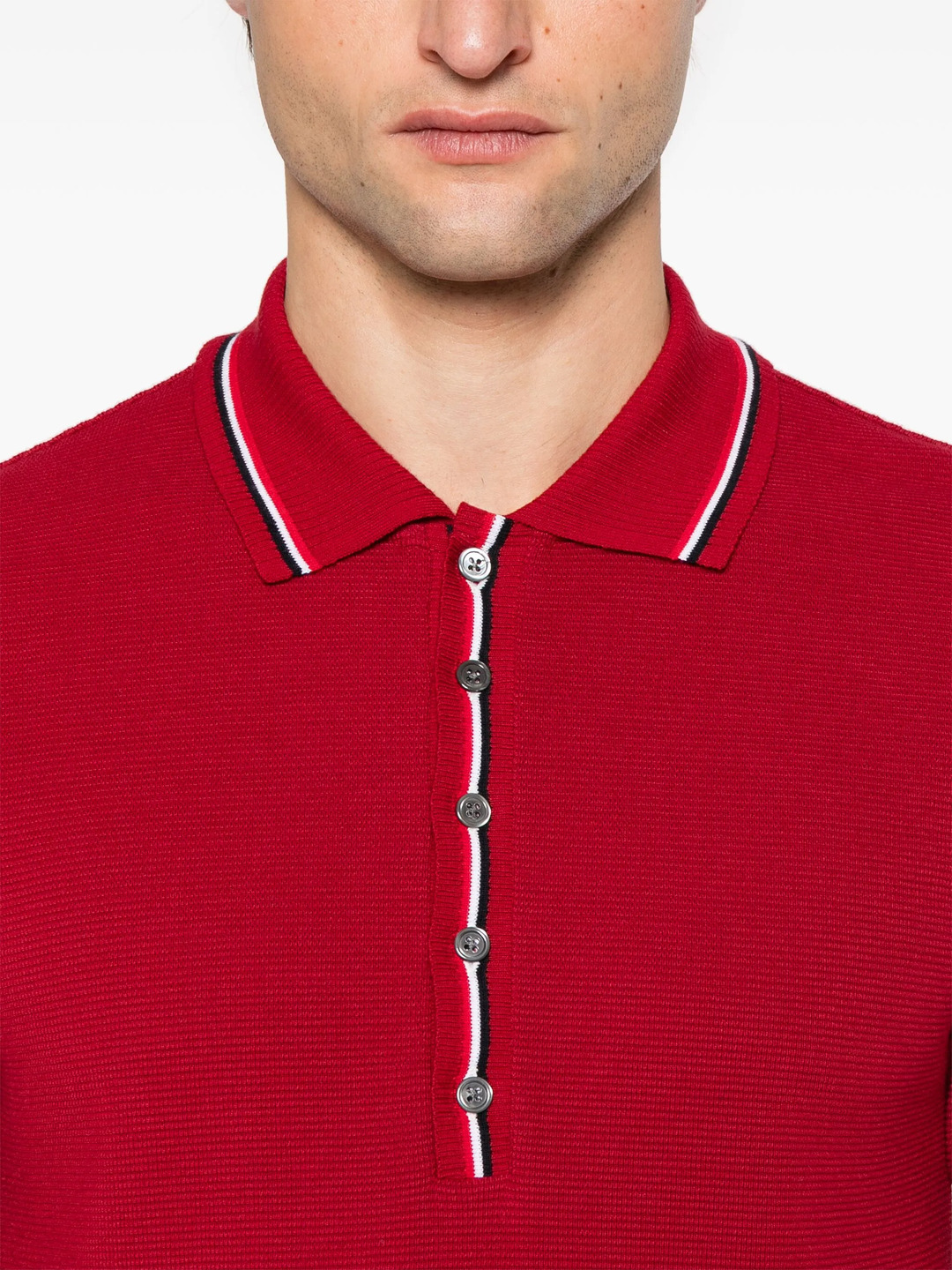 Cotton Waffle Rib Cuff Polo Men - 4
