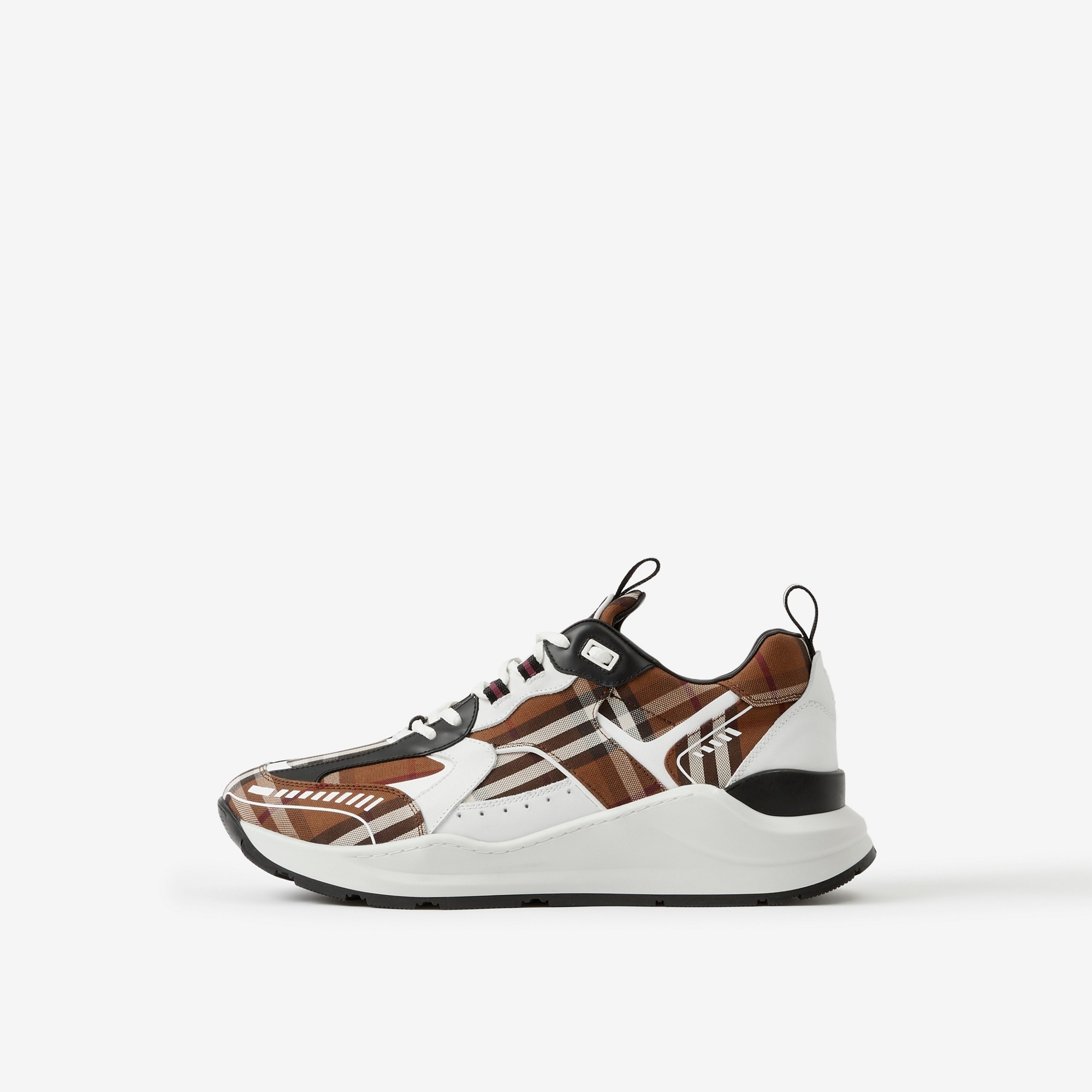 Vintage Check Cotton and Leather Sneakers - 5