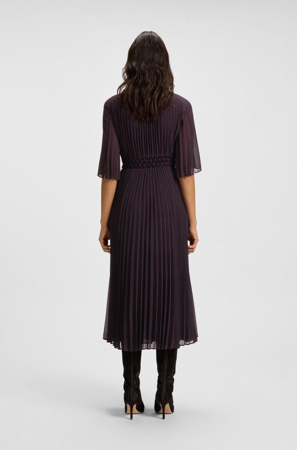 PLISSÉ DRESS WITH WAISTBAND SMOCKING - 4