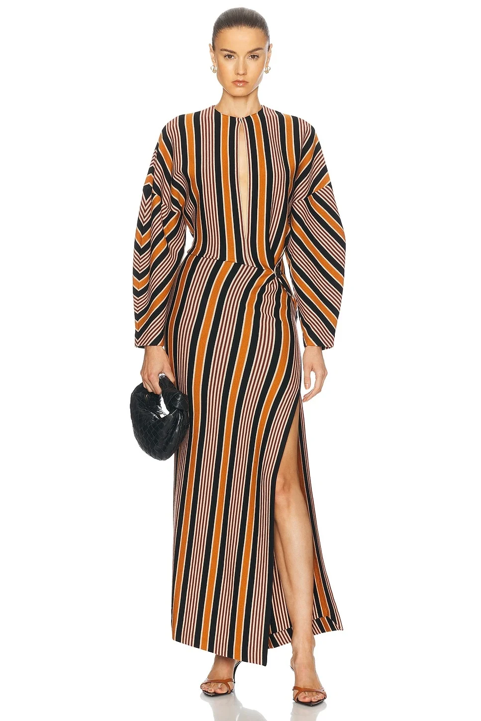 Striped Knit Long Dress - 1