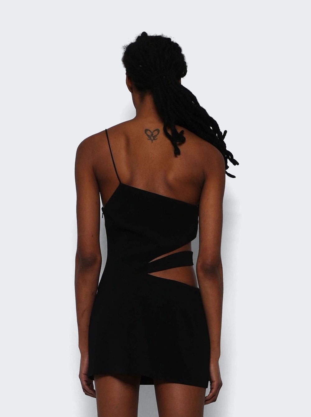 Single Strap Asymmetric Cutout Mini Dress Black - 5