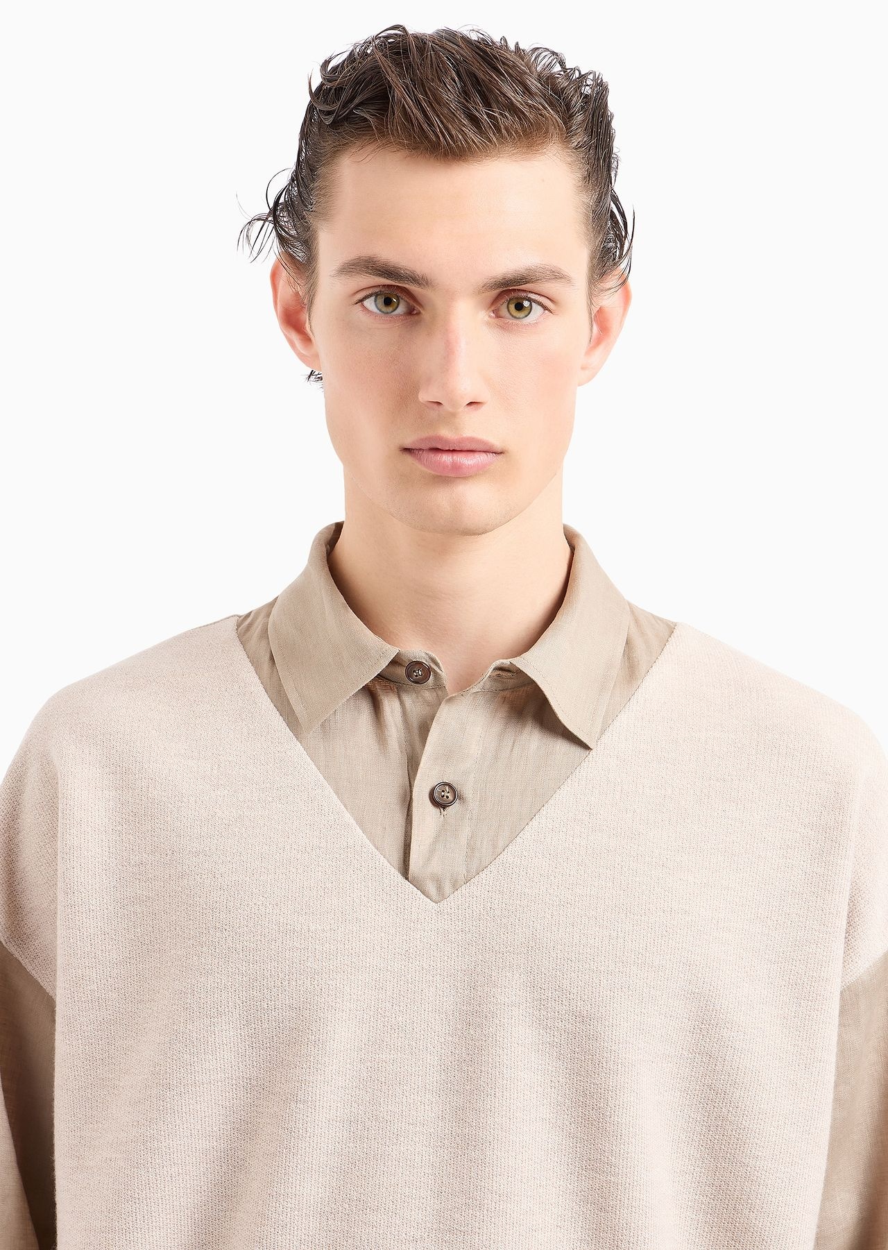 Long-sleeved, cotton and wool polo shirt - 9