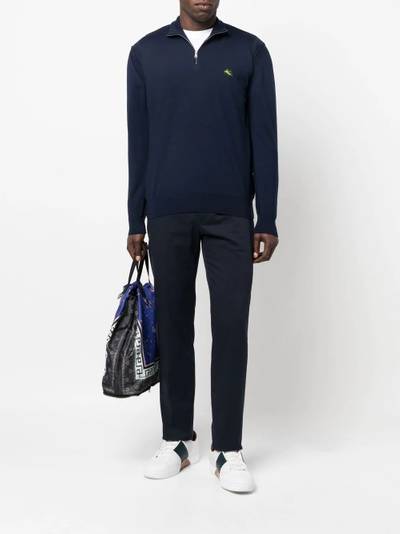 Etro logo-embroidered half-zip jumper outlook