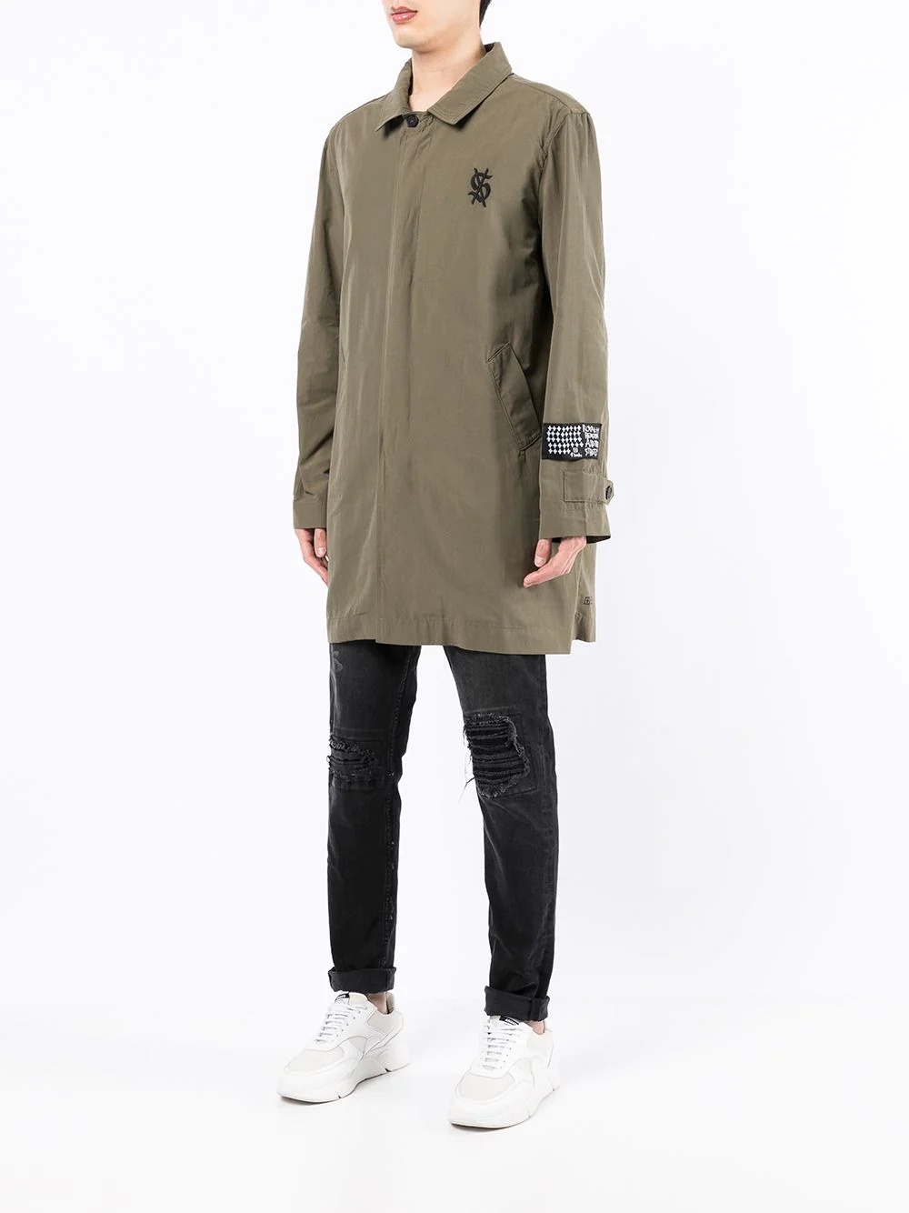 embroidered-logo coat - 3