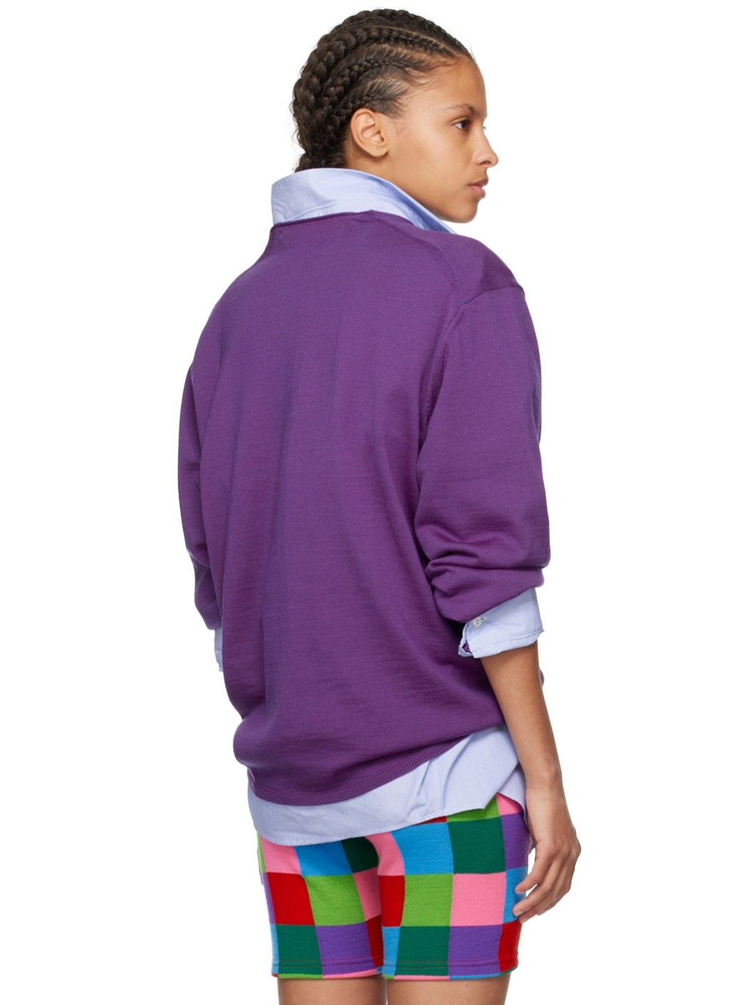 Purple Dropped Shoulder Sweater - 3