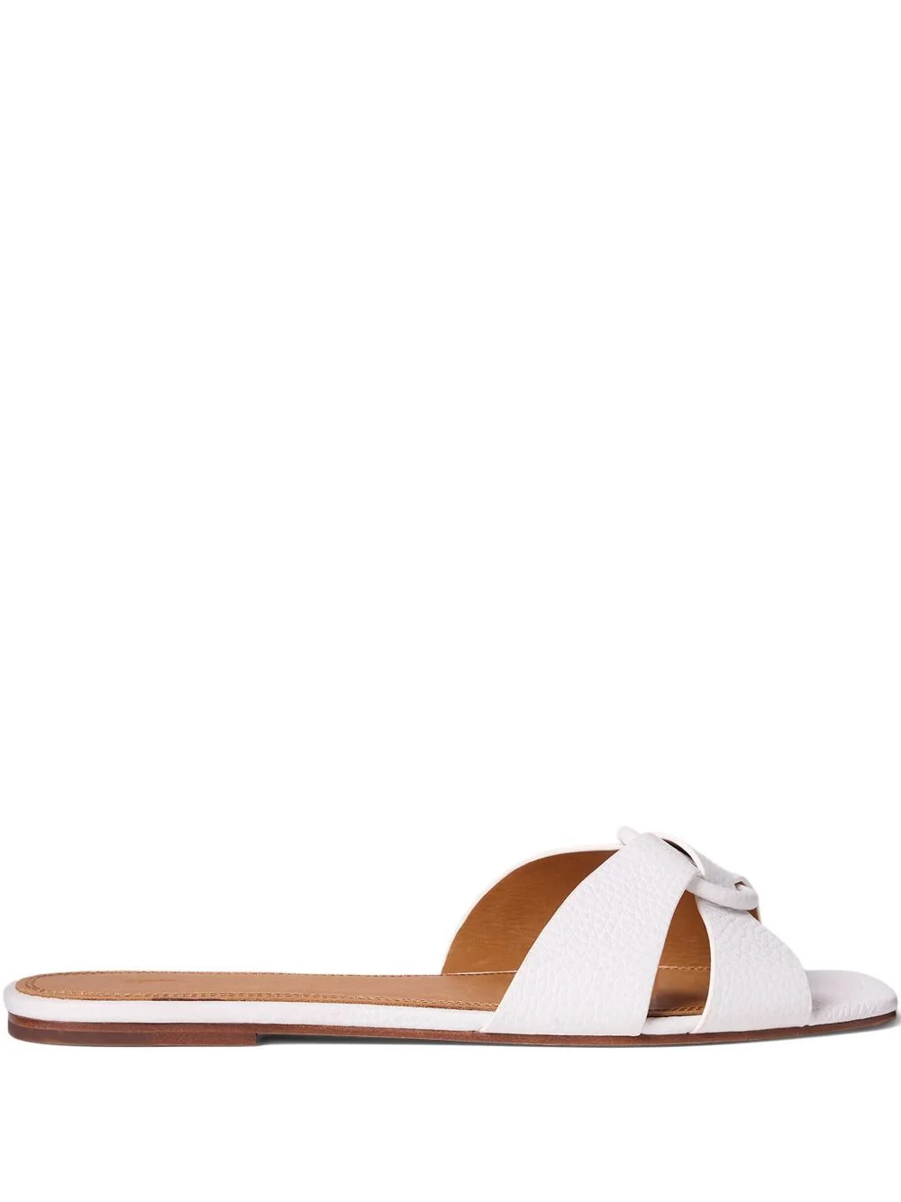 leather O-ring flat sandals - 1