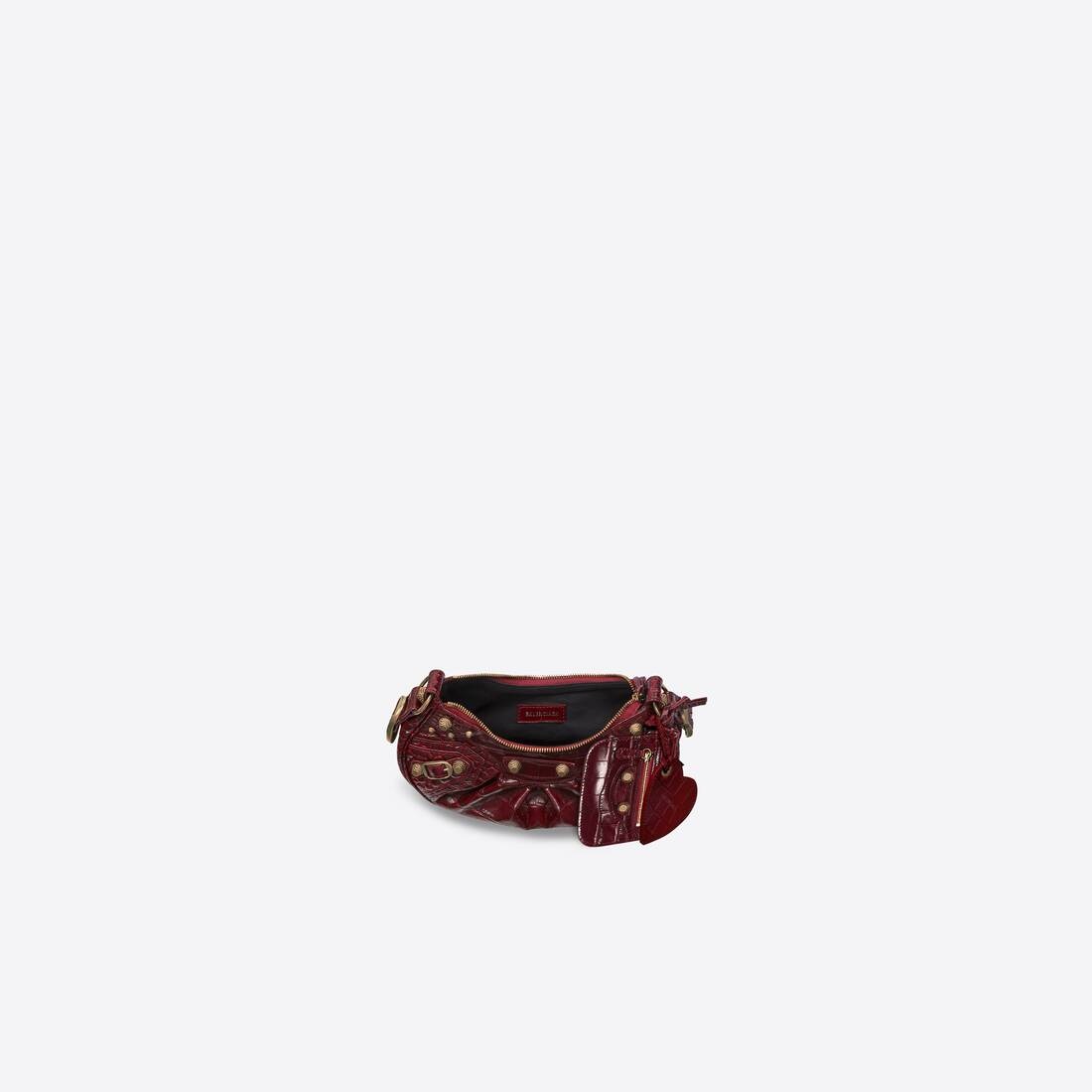 Women's Le Cagole Xs Shoulder Bag Crocodile Embossed in Dark Red - 4