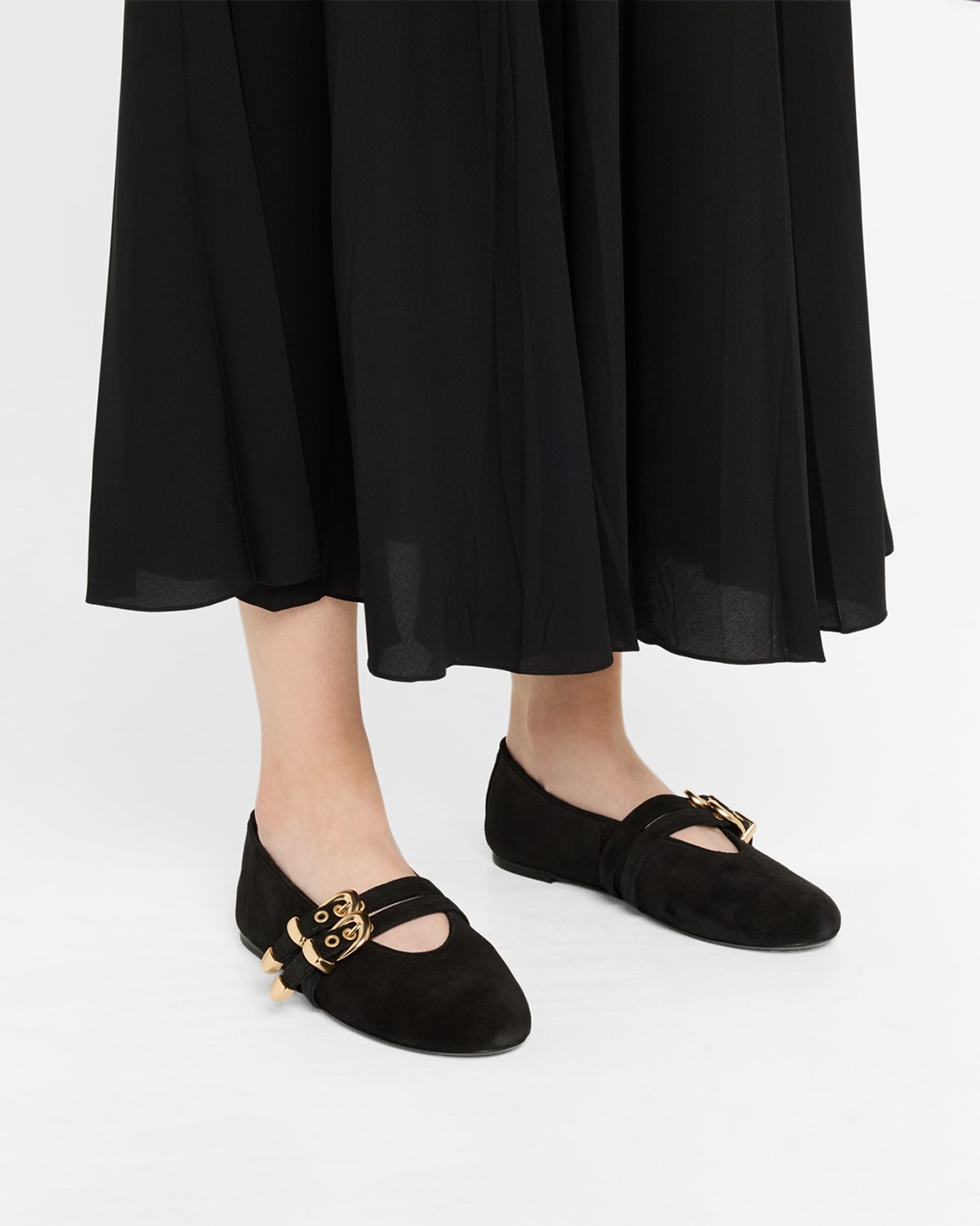 Maven Suede Buckle Mary Jane Ballerina Flats - 2