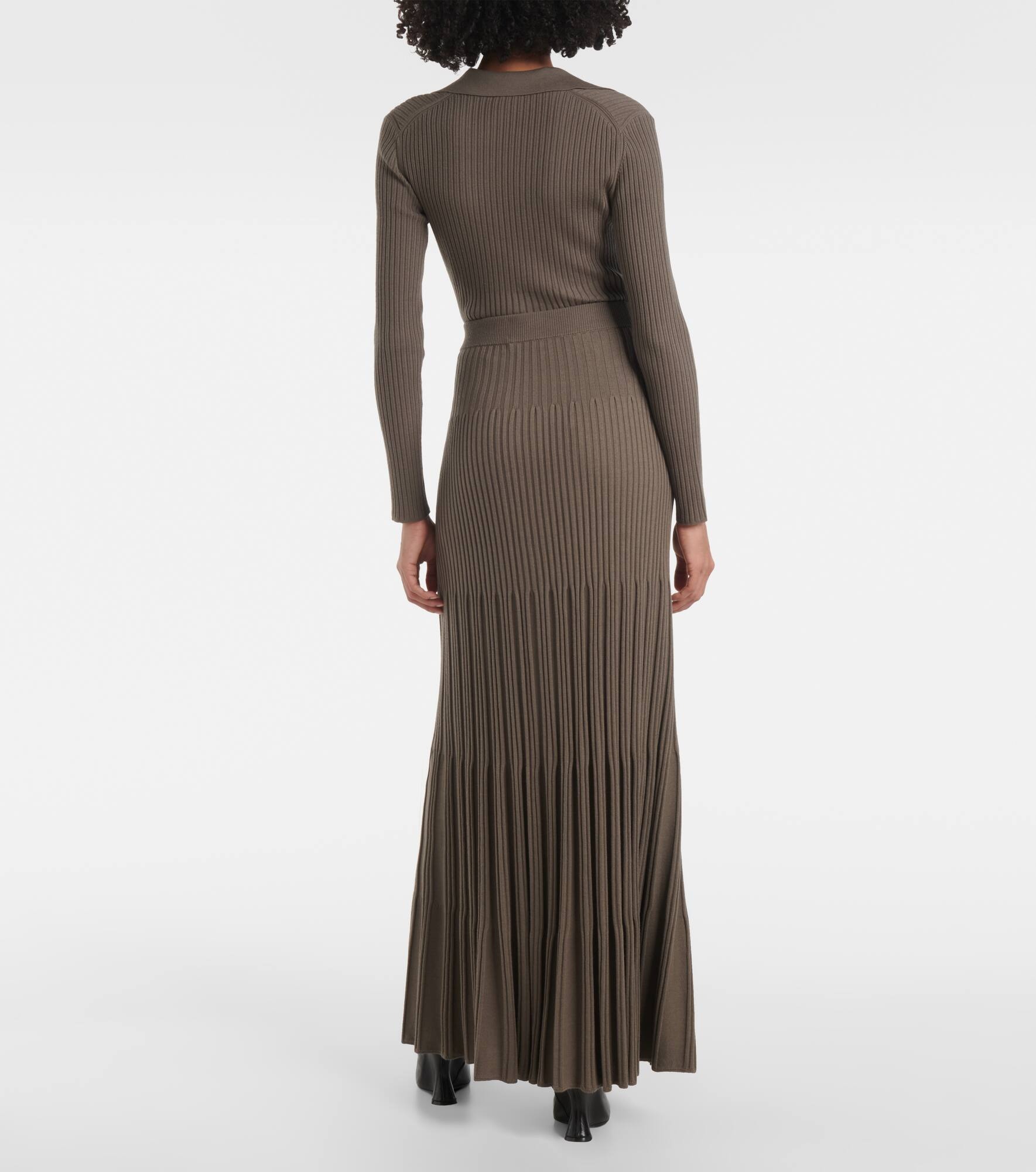 Merino ribbed-knit wool maxi skirt - 3
