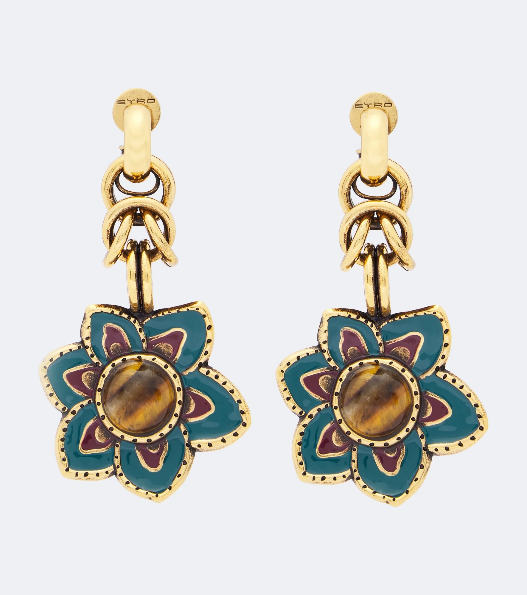 Embellished floral drop earrings - 1