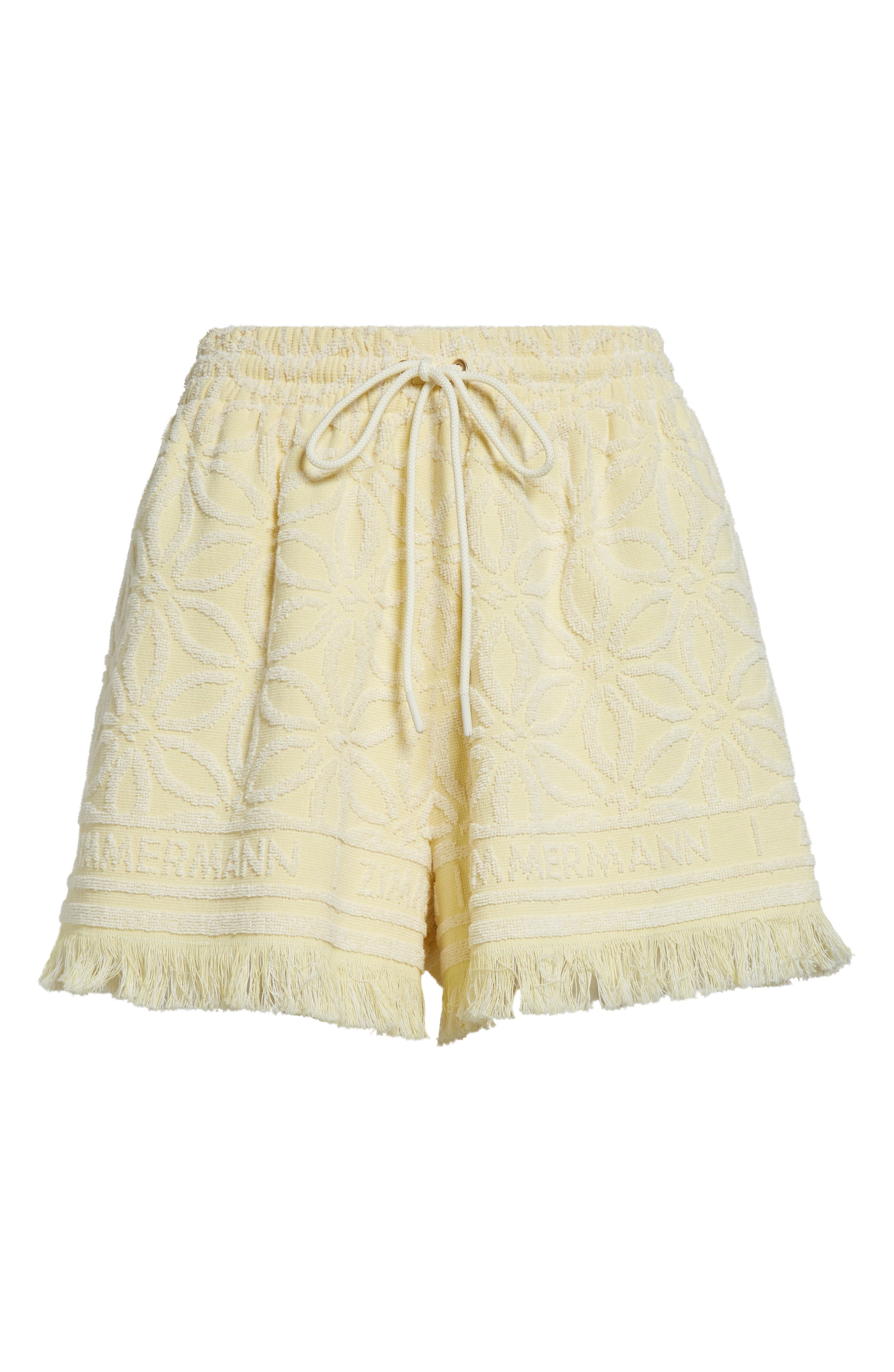 Zimmermann Coco Jacquard Terry Cloth Shorts in Yellow/Cream at Nordstrom - 6