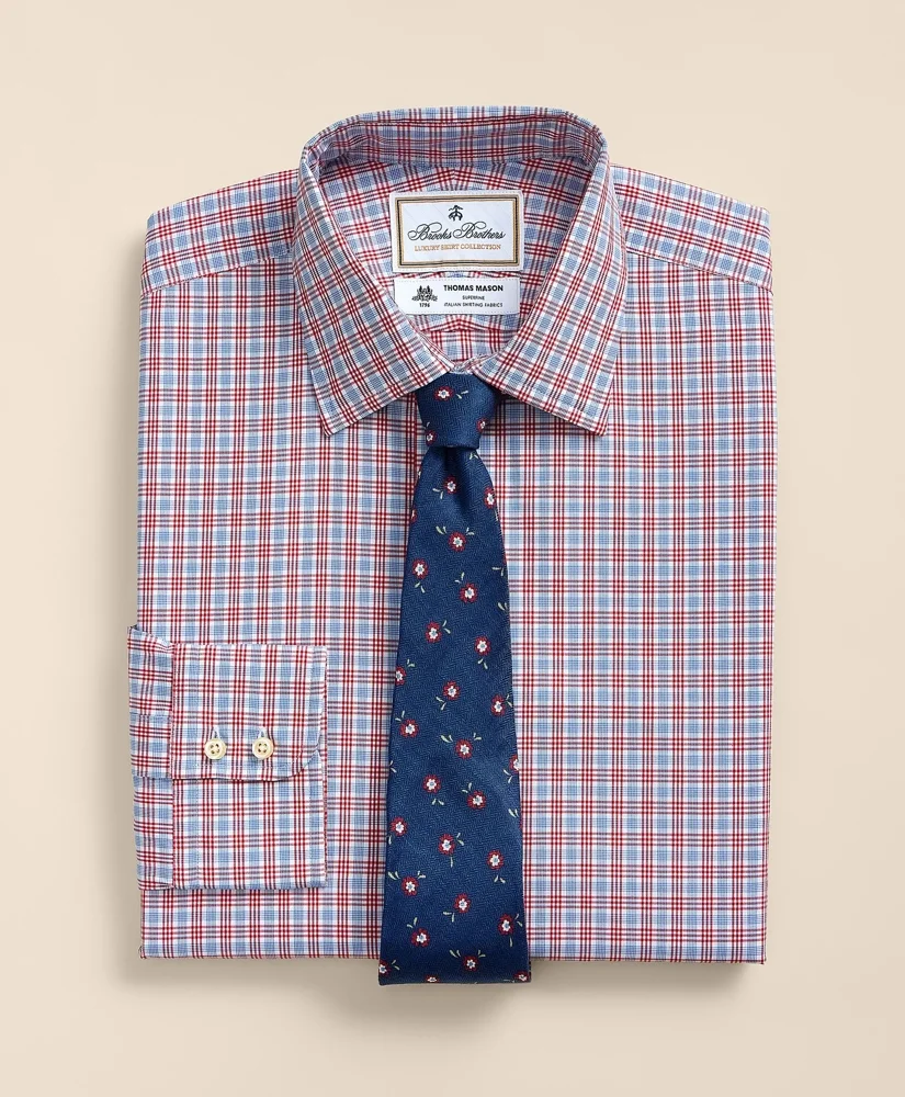 Brooks Brothers X Thomas Mason® Cotton Poplin Ainsley Collar, Check Dress Shirt - 1