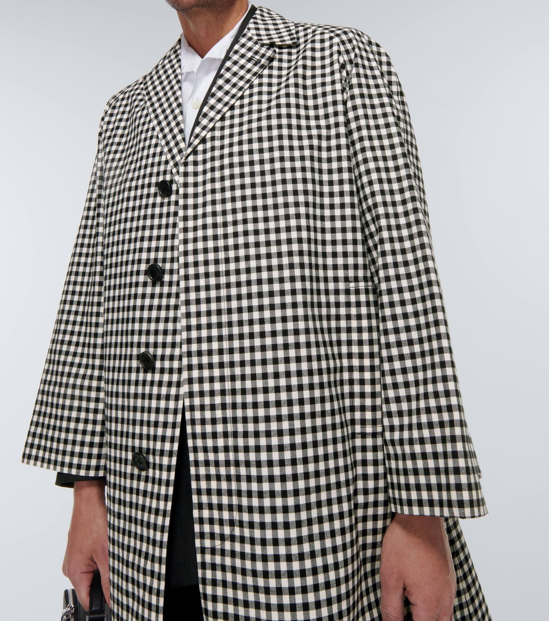 Checked cotton trench coat - 5