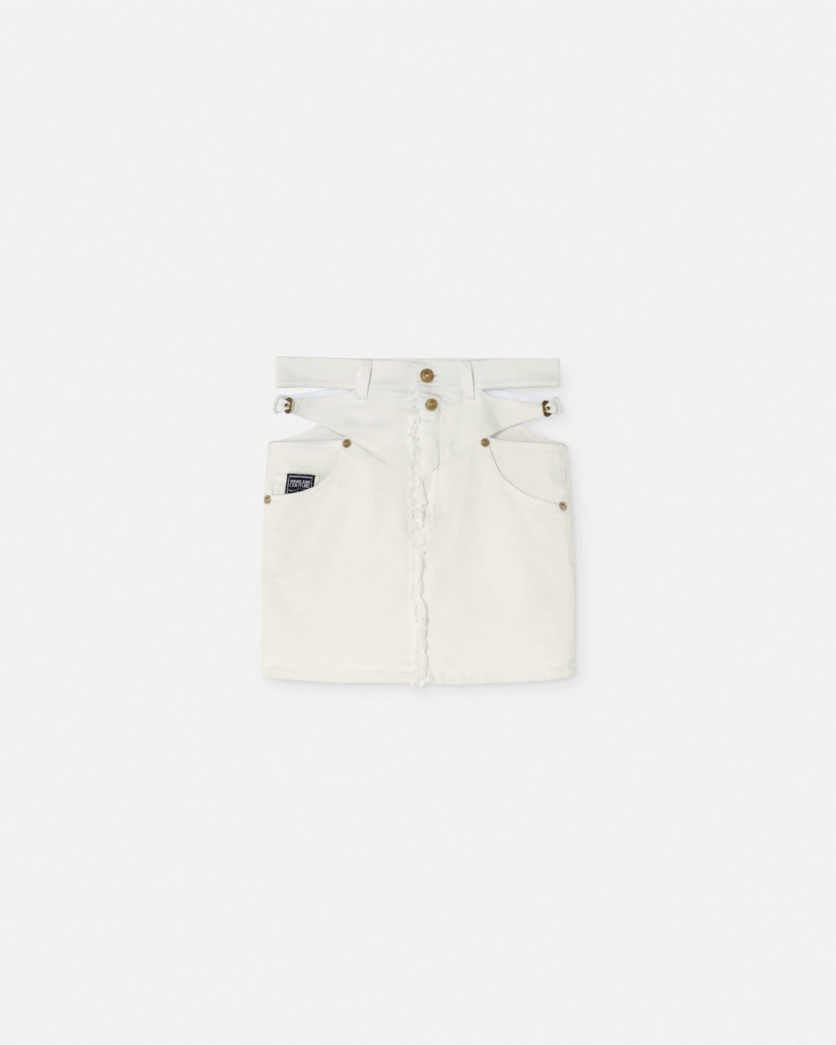 Baroque Buckle Mini Denim Skirt - 1