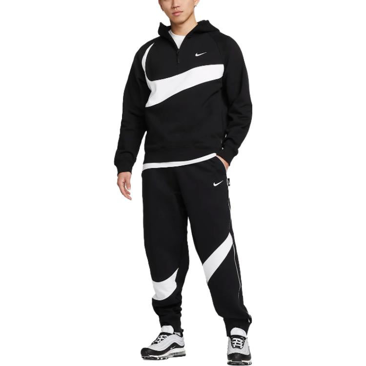Nike Sportswear Big Swoosh Half Zip Hoodie (Asia Sizing) 'Black White' DX0567-010 - 3