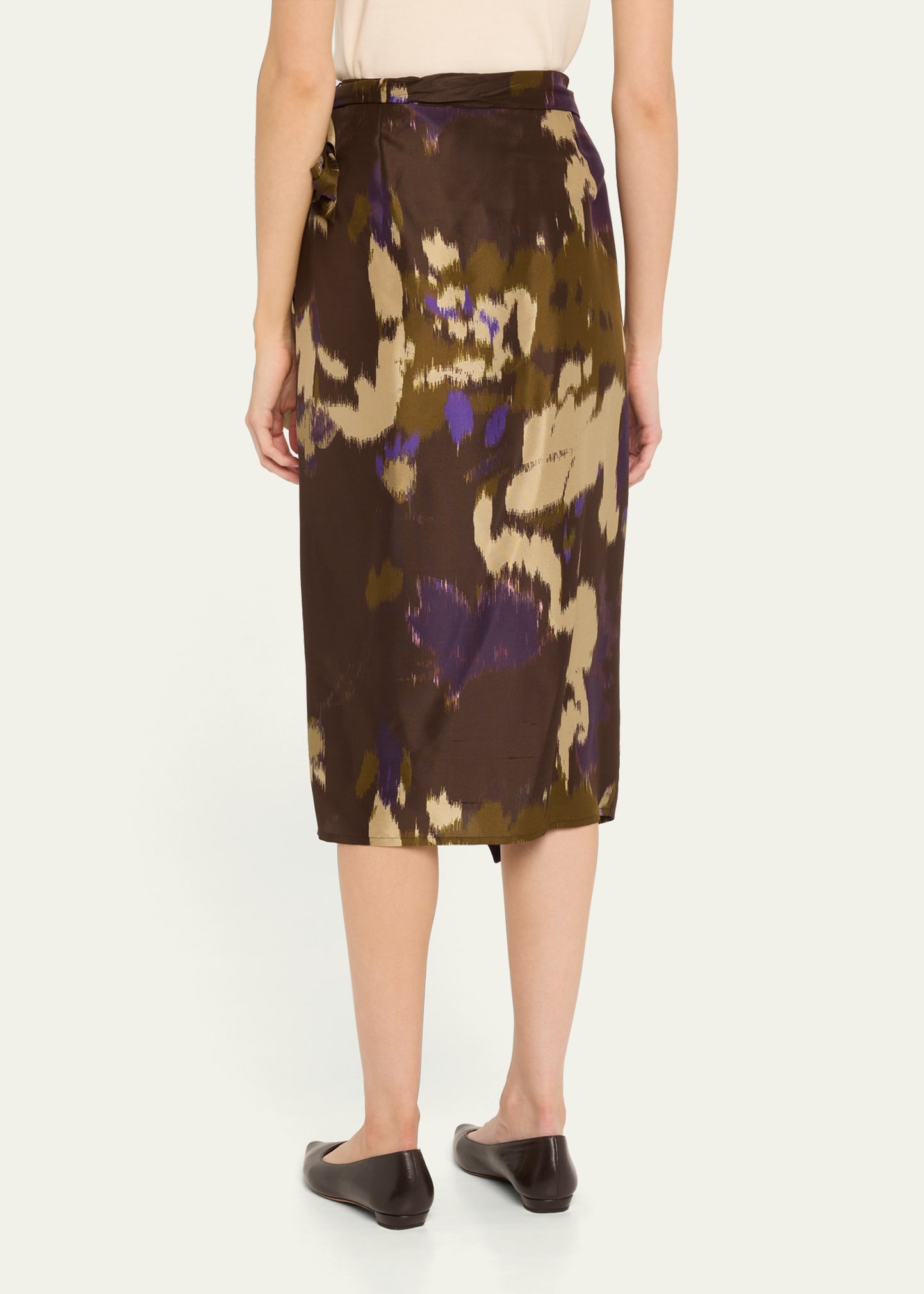 Dritto Abstract Wrap Midi Skirt - 3