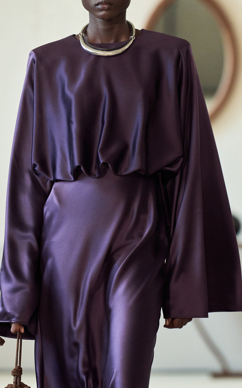 Evinka Draped Silk Maxi Dress purple 4
