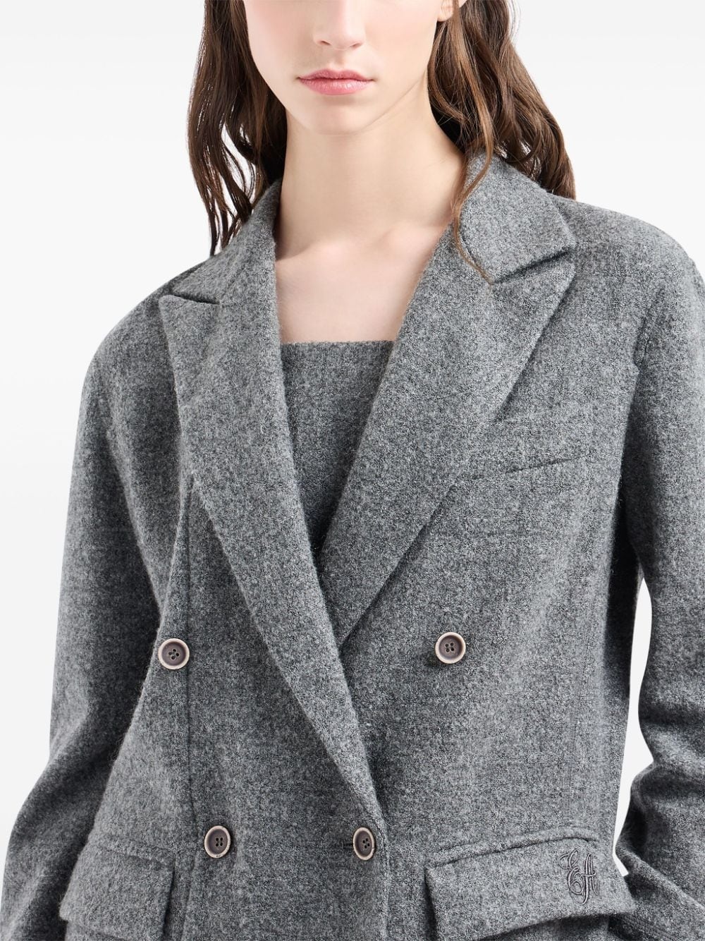 mélange double-breasted blazer - 4