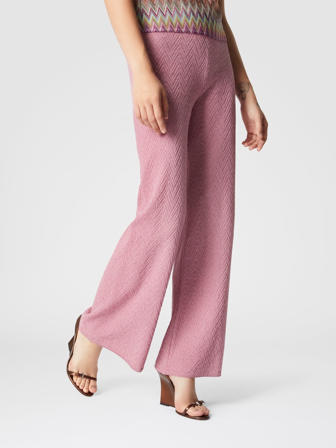 Straight-leg jacquard trousers - 4