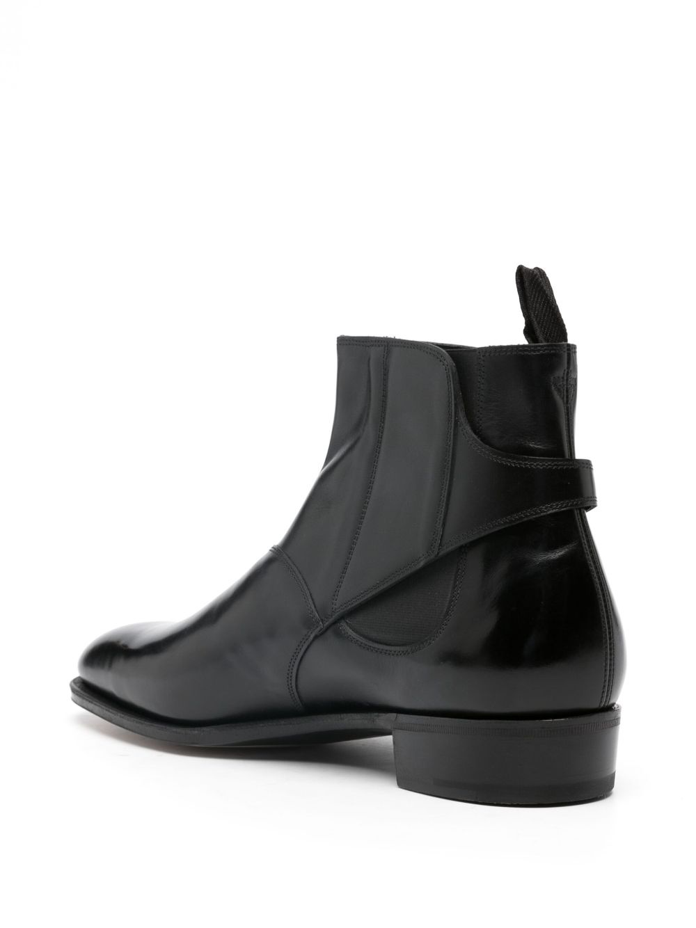 side-buckle polished leather boots - 3