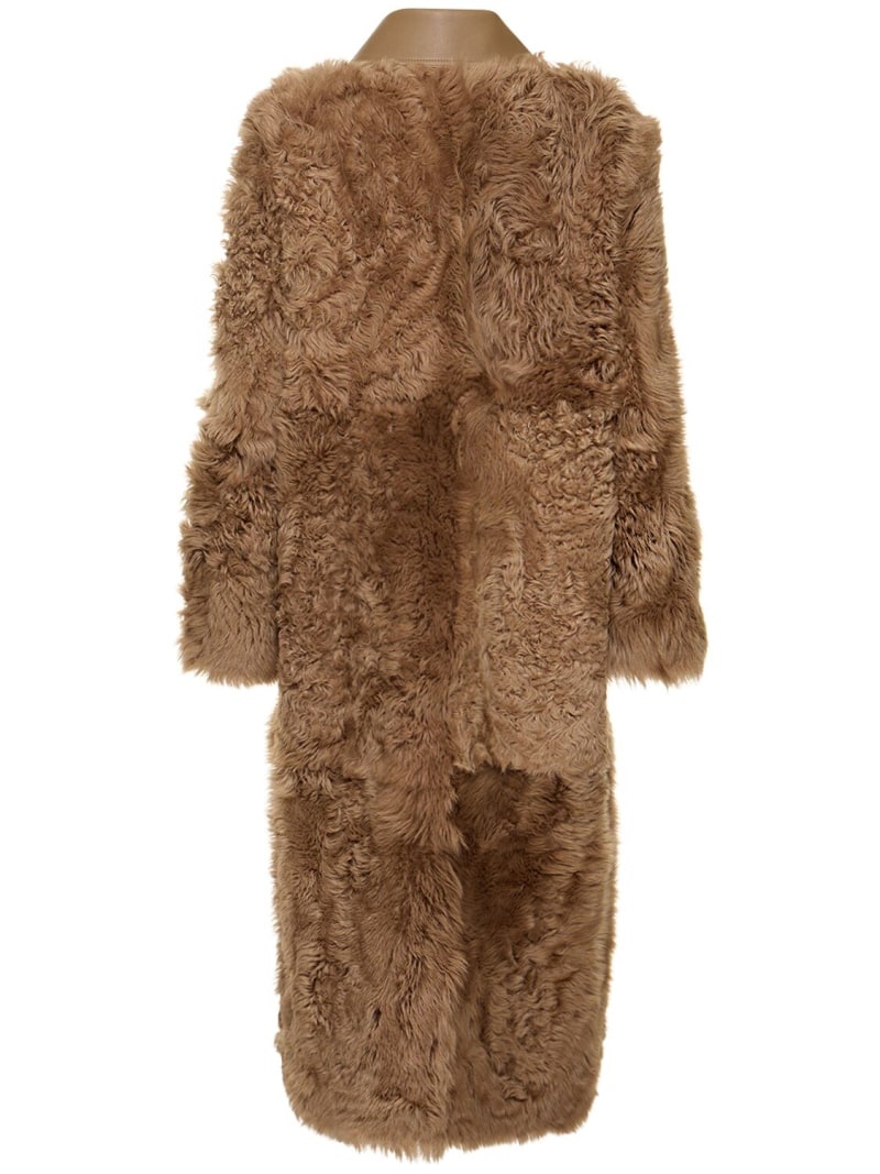 Curly shearling lamb long coat - 4