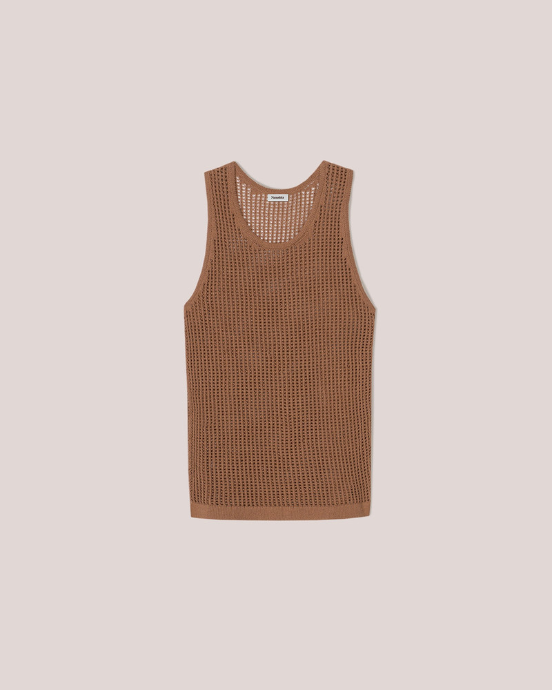ZEV - Cotton-crochet textured vest top - Brown 1