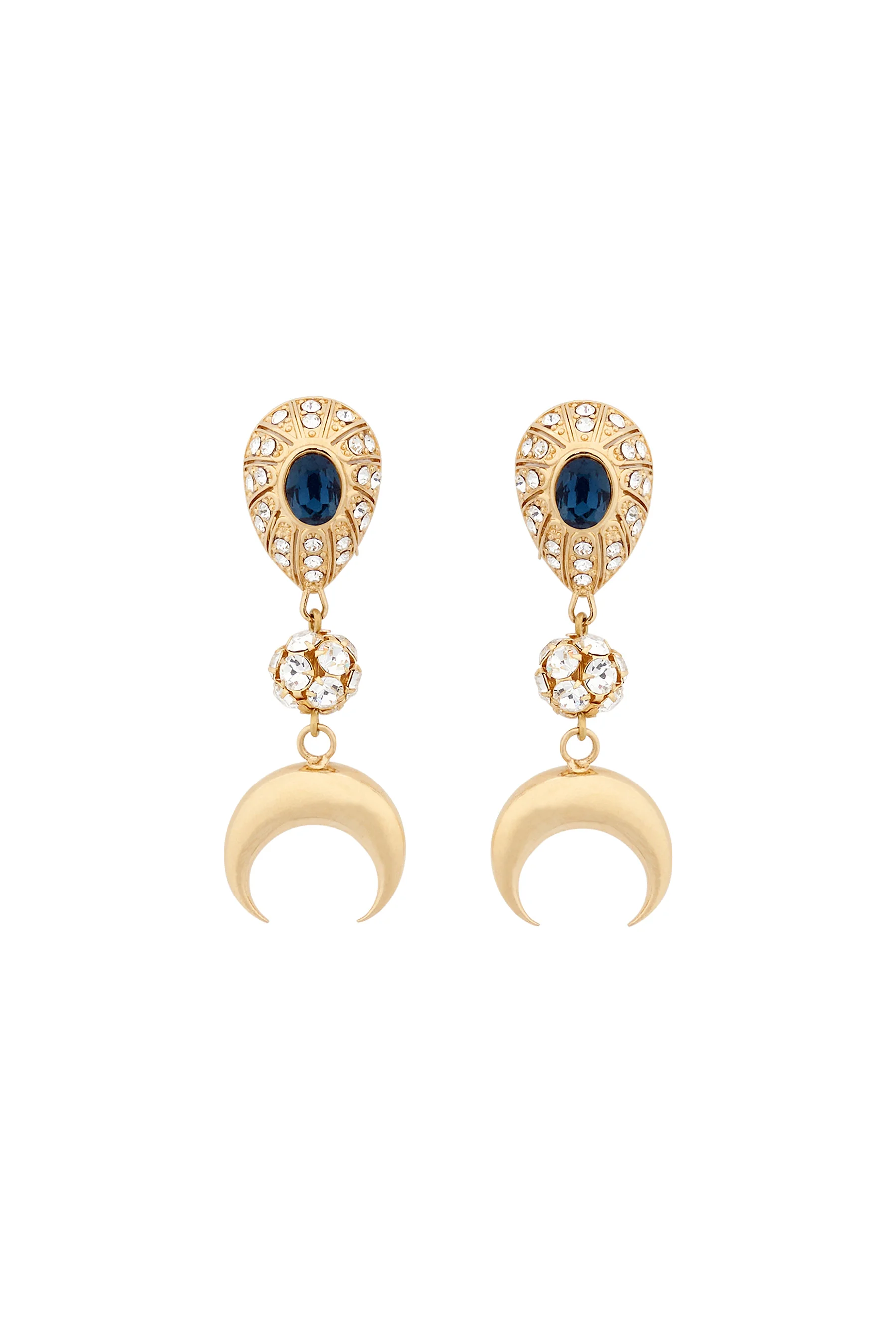 BLUE CRYSTALS & MOON EARRINGS - 1