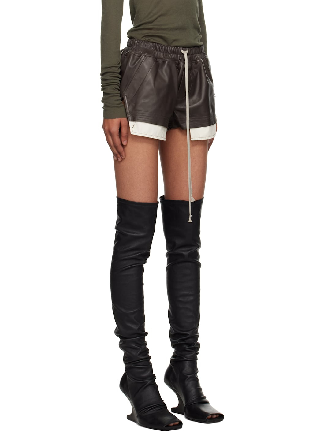 Gray Concordians Fog Boxer Leather Shorts - 2