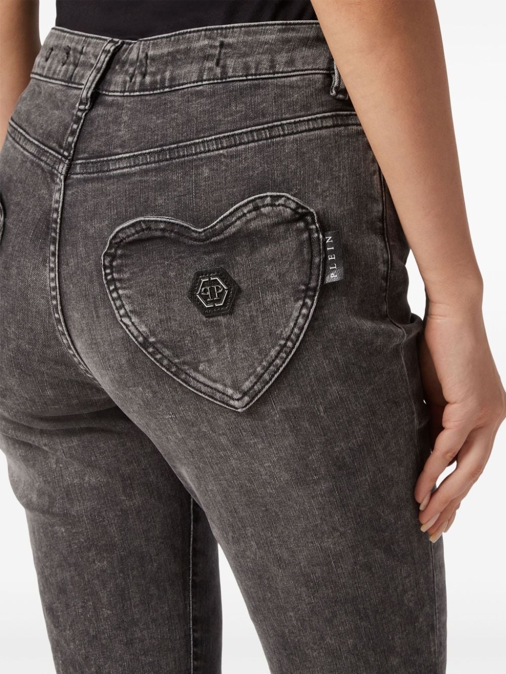 heart-appliqué flared jeans - 3