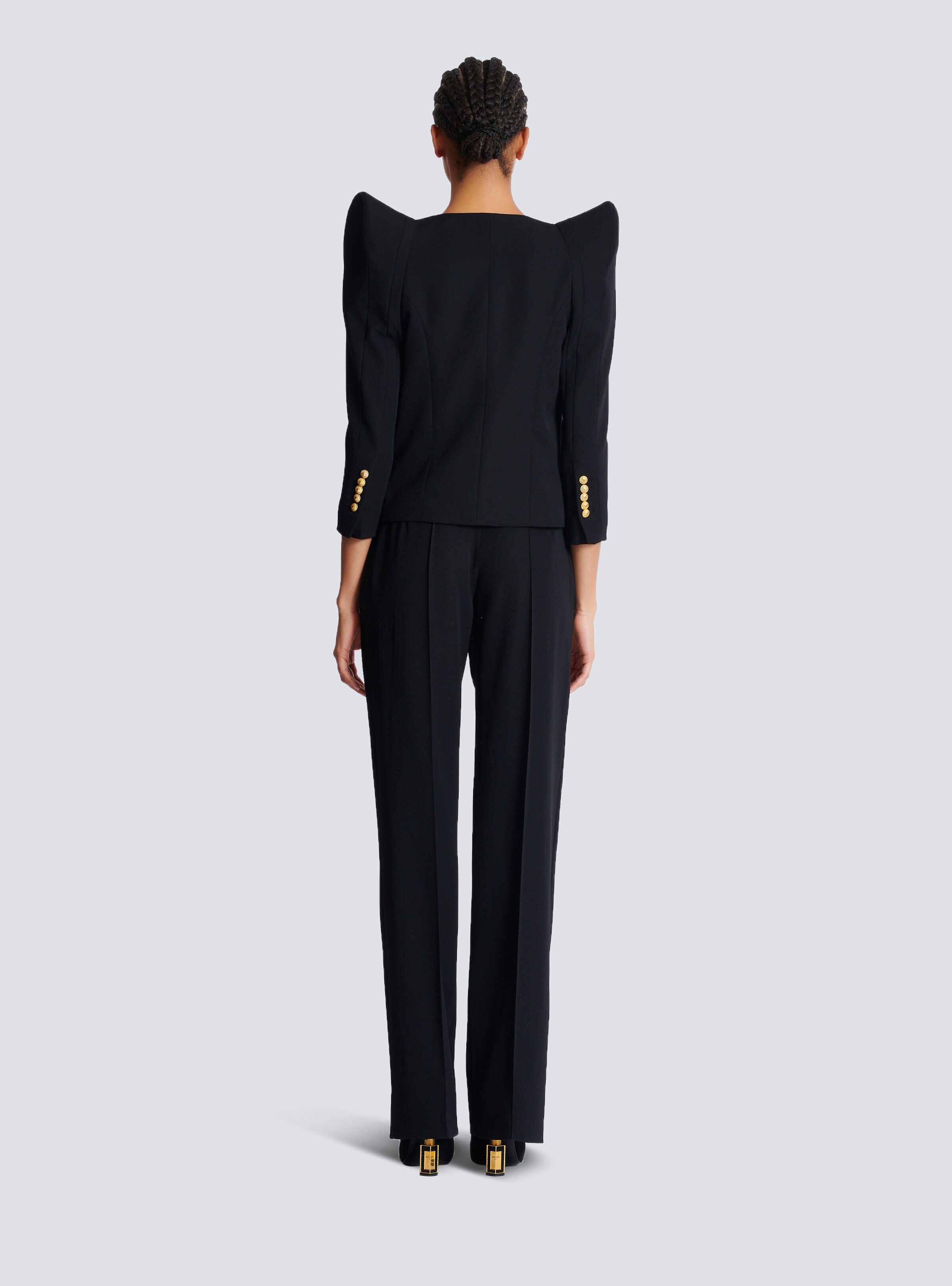 Cropped grain de poudre jacket with structured shoulders - 4