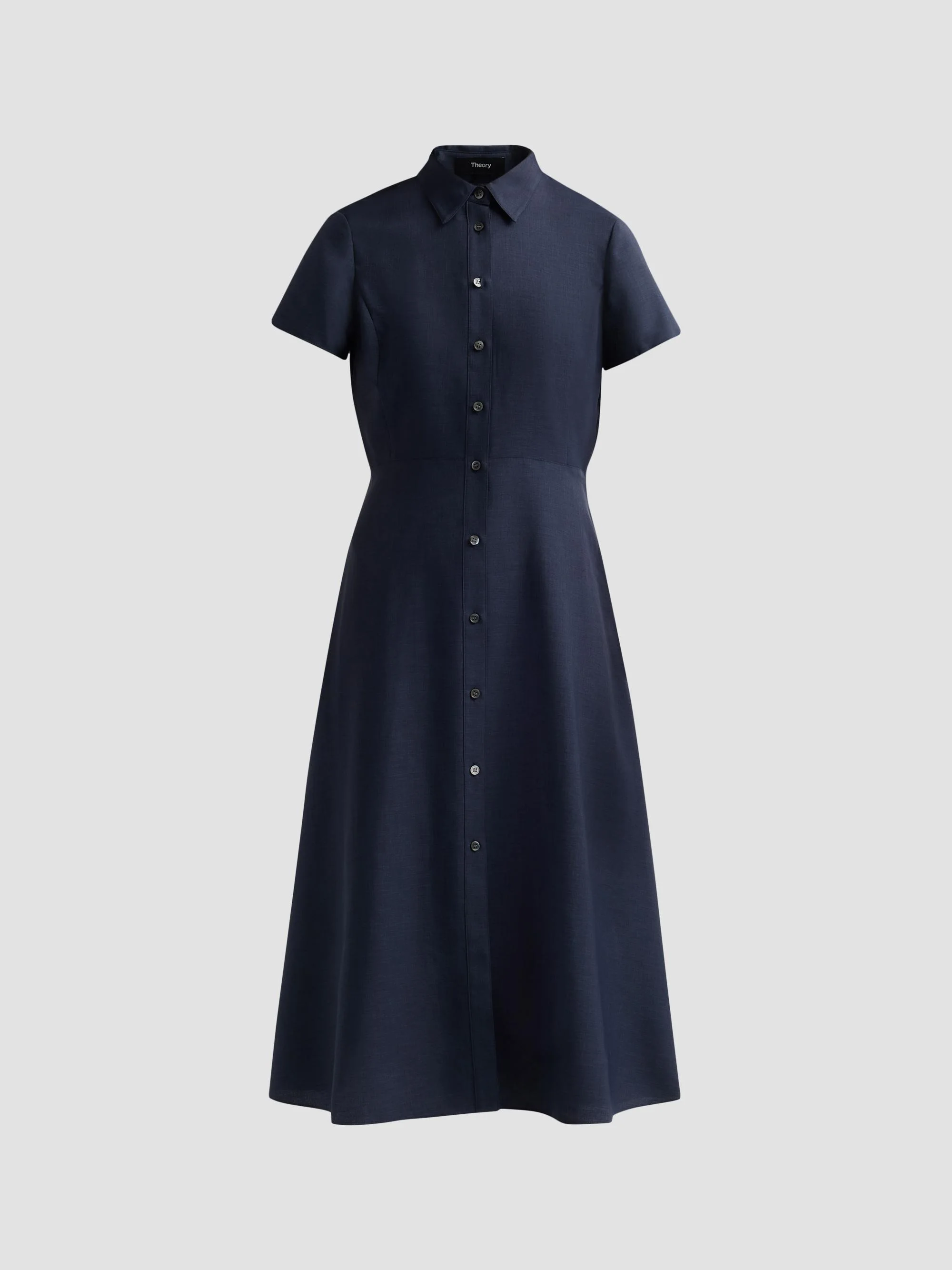 Women's Short-Sleeve Midi-Shirtdress - Nocturne Navy - 1