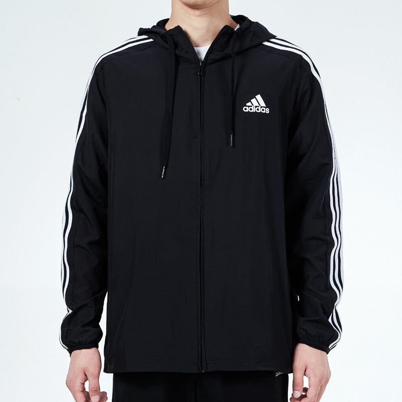 Men's adidas 3s Wb Training Sports Hooded Logo Jacket Autumn Black GV5256 - 3