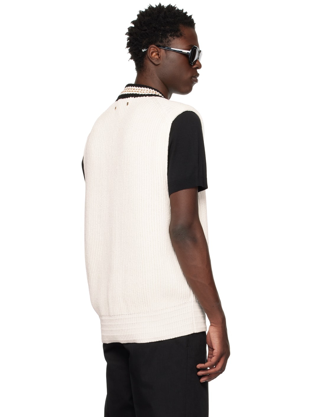 Off-White V-Neck Vest - 3