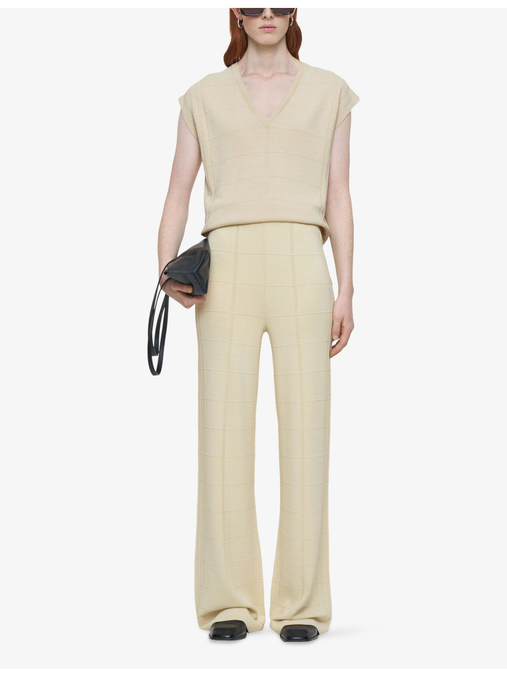 Grid-Knit Straight-Leg High-Rise Viscose-Blend Trousers - 2
