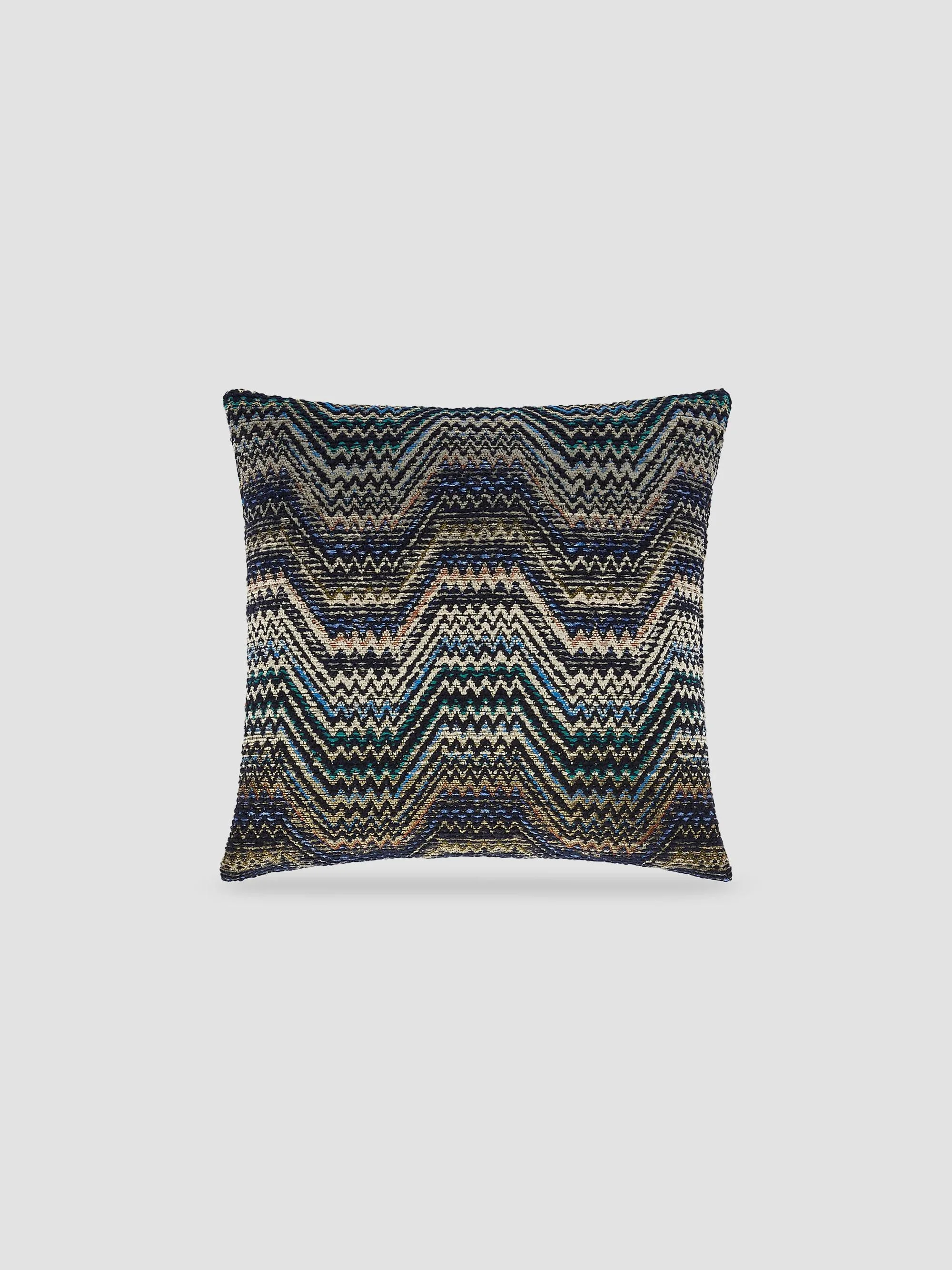 Amalfi Chevron-Striped Square Cushion - Blue Multicolor - 1