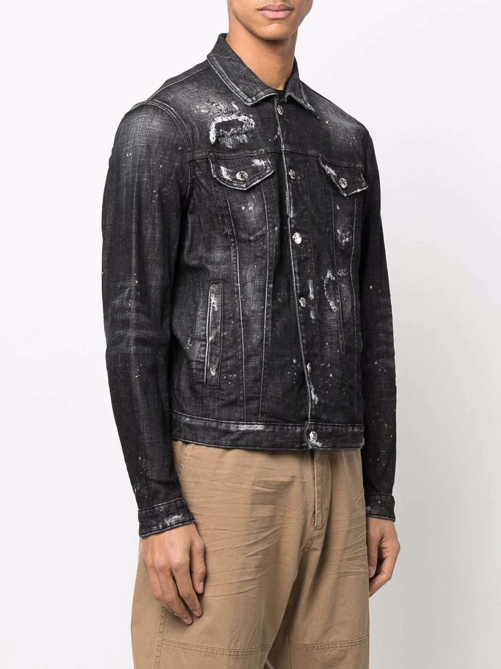 distressed-effect denim jacket - 3