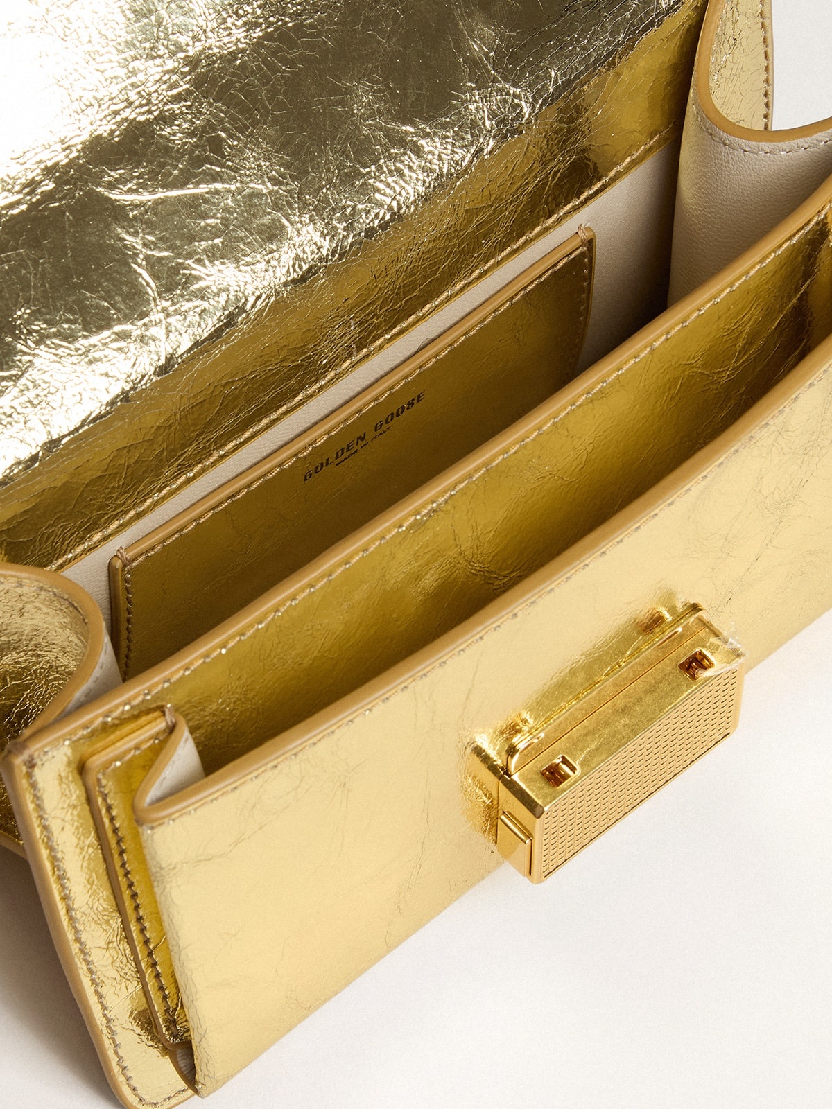Small Venezia Bag in gold metallic leather with gold details - 5