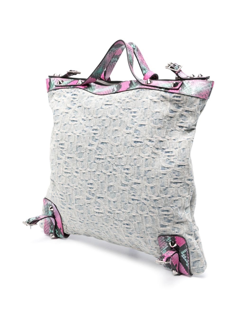 monogram-jacquard denim tote bag - 3