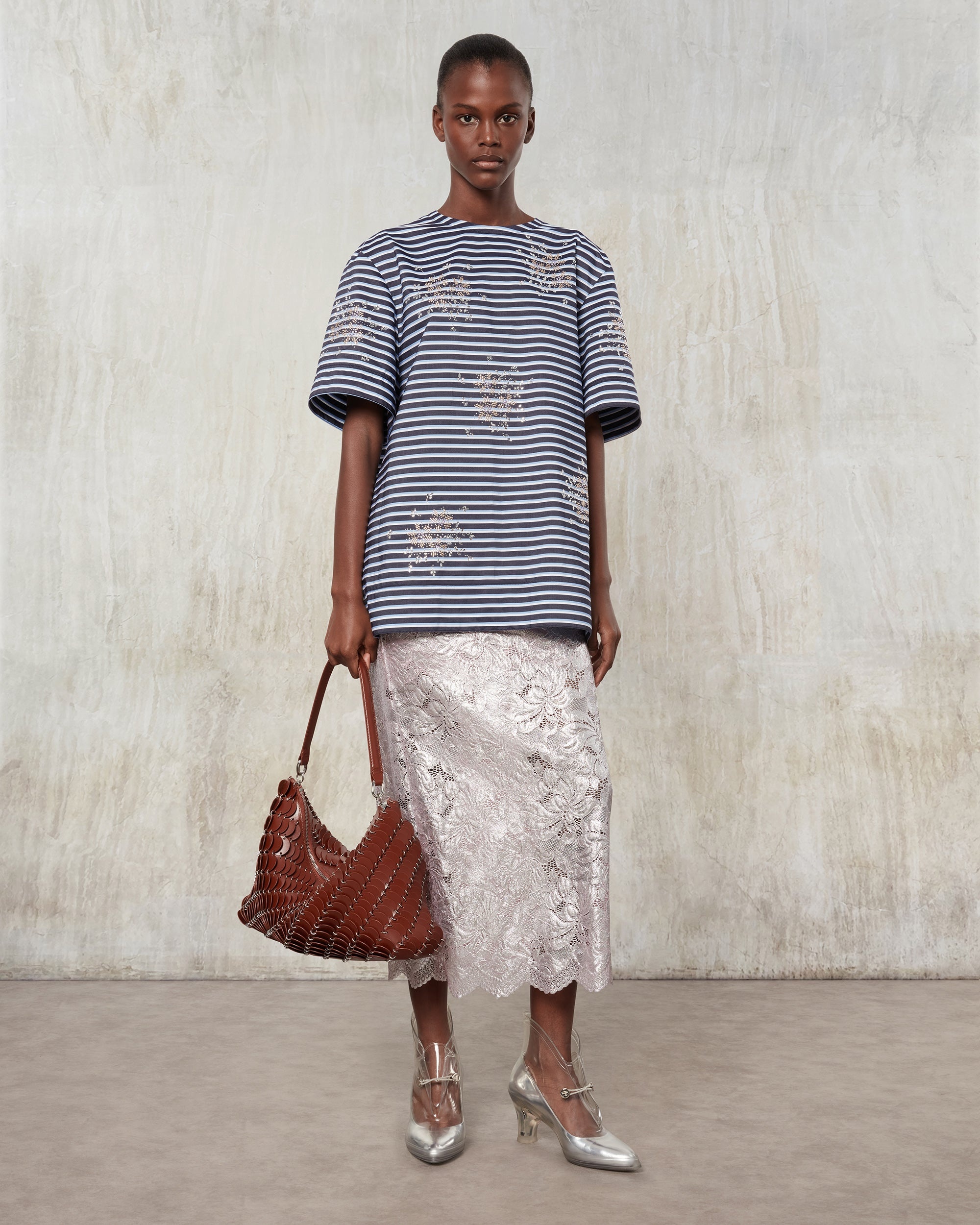 Embellished Striped Open-Back Cotton-Jersey Top - 6