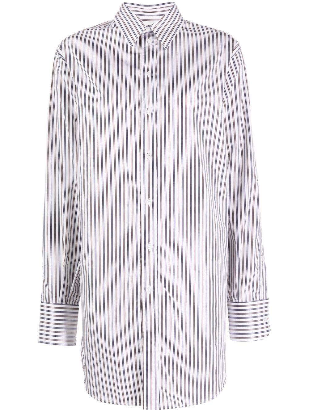 striped cotton shirt dress - 1